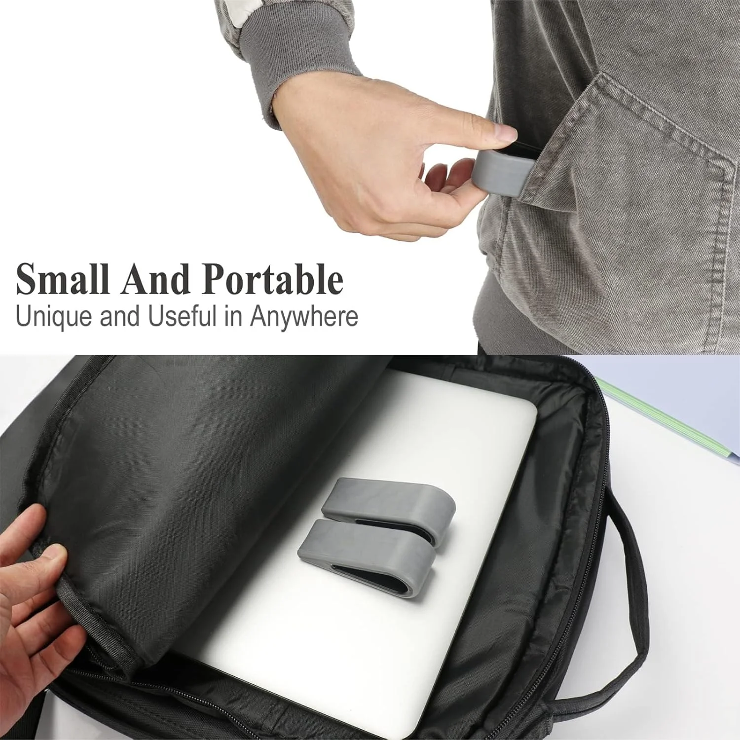 پایه نگهدارنده کیبورد و لپ‌تاپ، جهانی، 4 عددی، لاستیکی، شیب‌دار، خاکستری