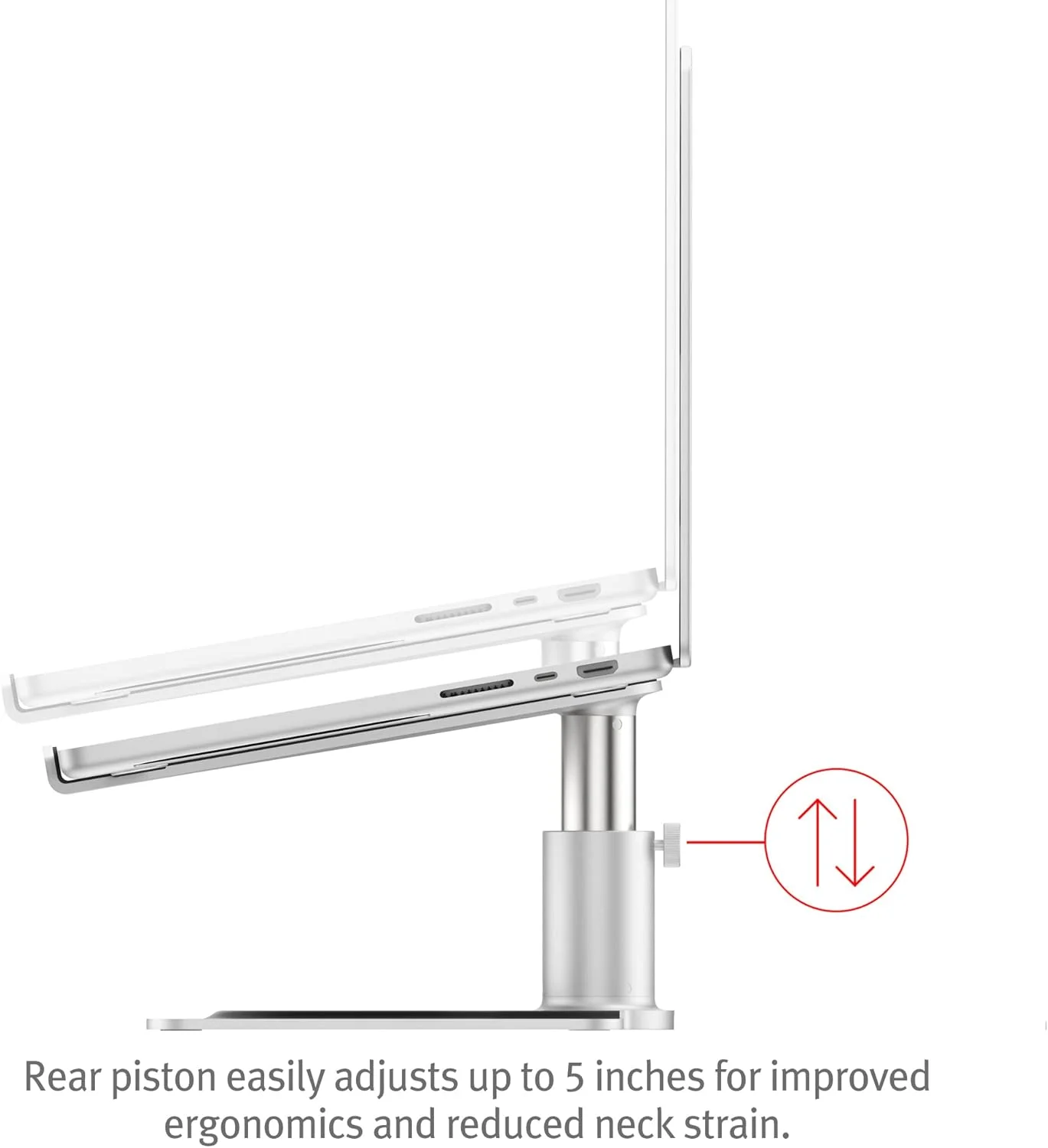 پایه ارگونومیک و قابل تنظیم ارتفاع Twelve South HiRise Pro برای لپ‌تاپ و مک‌بوک با پایه شارژ بی‌سیم MagSafe (نقره‌ای)
