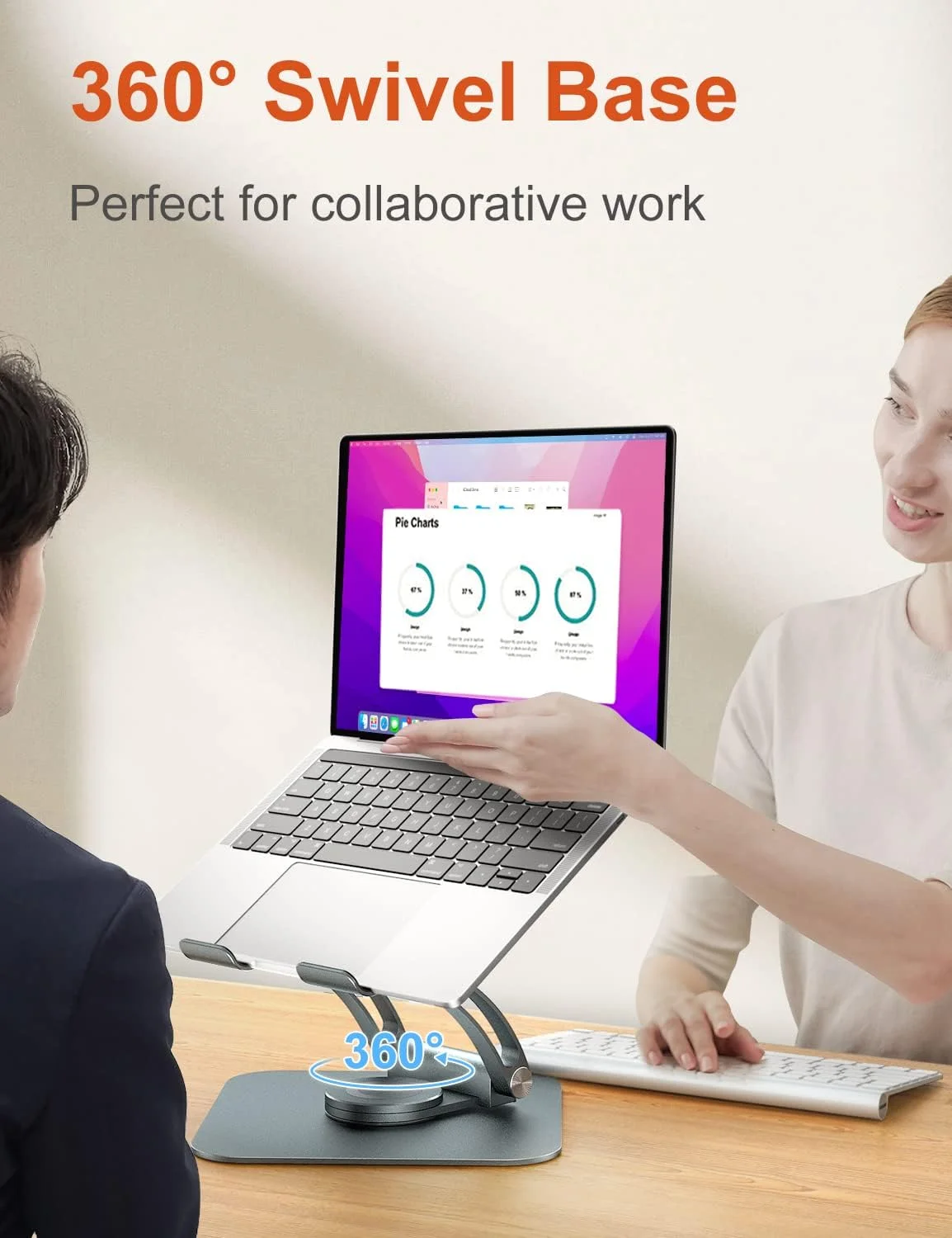 پایه لپ‌تاپ گردان Tounee برای میز، نگهدارنده لپ‌تاپ قابل تنظیم با پایه چرخان 360 درجه، پایه ارگونومیک لپ‌تاپ سازگار با Air، Pro و تمام لپ‌تاپ‌های 10-16 اینچی
