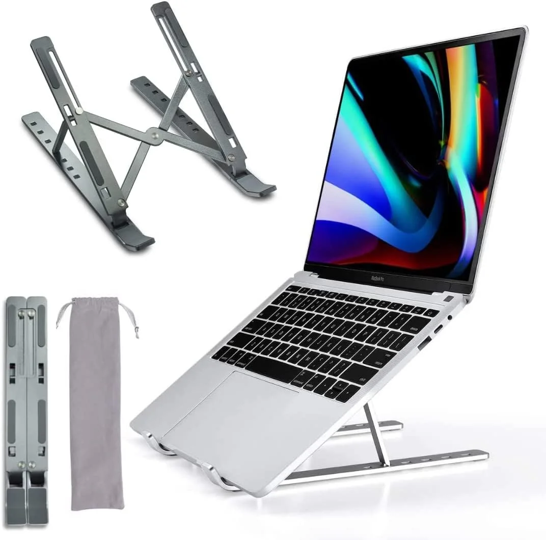 پایه لپ‌تاپ Tuttonica Tutto-TS 123 GS با قابلیت تنظیم ارتفاع در 7 سطح برای میز | افزایش تهویه لپ‌تاپ | تاشو و قابل حمل ارگونومیک | سازگار با همه مدل ها - خاکستری مدل X