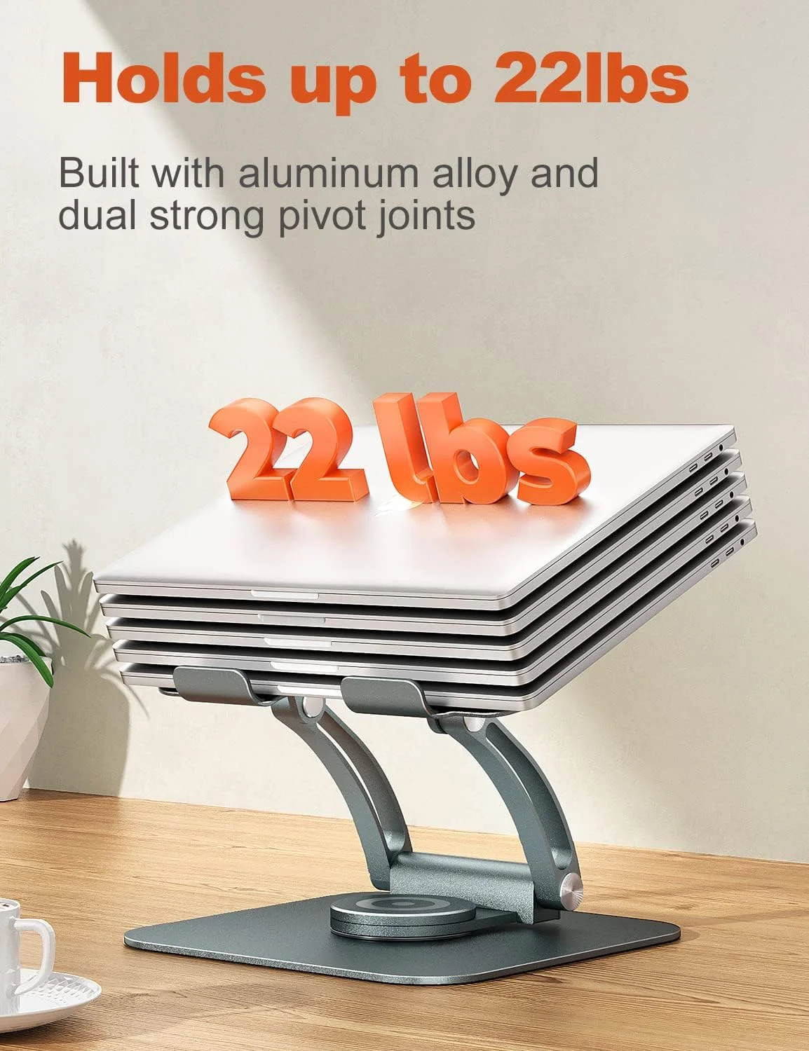 پایه لپ‌تاپ گردان Tounee برای میز، نگهدارنده لپ‌تاپ قابل تنظیم با پایه چرخان 360 درجه، پایه ارگونومیک لپ‌تاپ سازگار با Air، Pro و تمام لپ‌تاپ‌های 10-16 اینچی