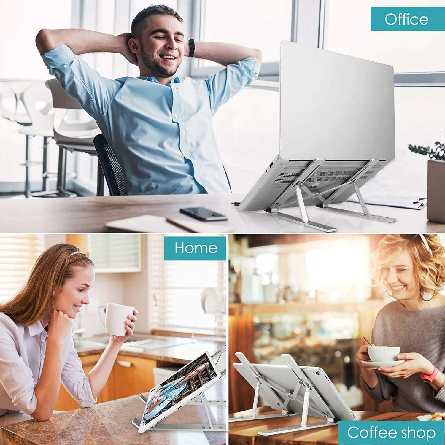 پایه لپ‌تاپ Tuttonica Tutto-TS 123 GS با قابلیت تنظیم ارتفاع در 7 سطح برای میز | افزایش تهویه لپ‌تاپ | تاشو و قابل حمل ارگونومیک | سازگار با همه مدل ها - خاکستری مدل X