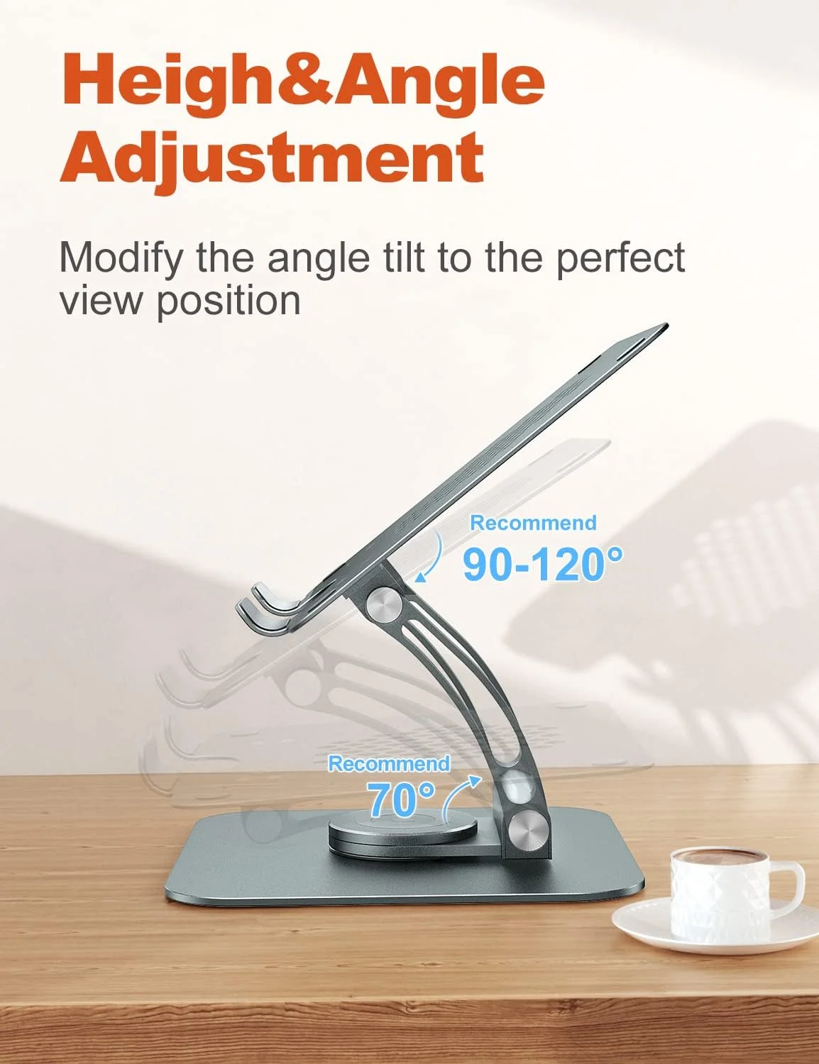 پایه لپ‌تاپ گردان Tounee برای میز، نگهدارنده لپ‌تاپ قابل تنظیم با پایه چرخان 360 درجه، پایه ارگونومیک لپ‌تاپ سازگار با Air، Pro و تمام لپ‌تاپ‌های 10-16 اینچی