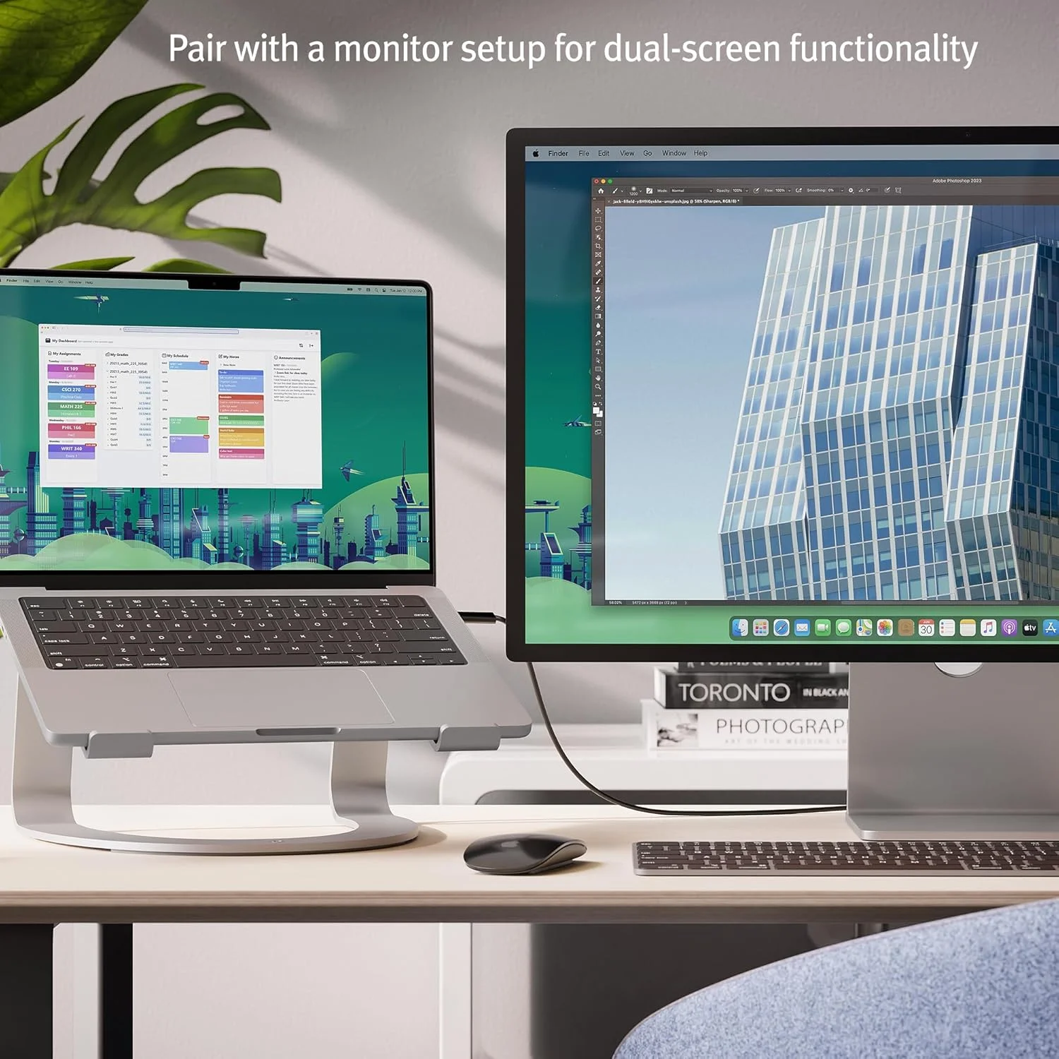 پایه خنک کننده آلومینیومی ارگونومیک رومیزی Twelve South Curve SE برای مک‌بوک و لپ‌تاپ، مناسب منزل یا محل کار، نقره‌ای