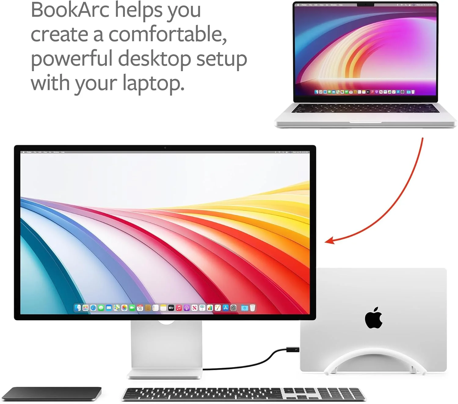 پایه عمودی Twelve South BookArc Flex برای سازماندهی فضای کار و منزل مناسب برای مک بوک/لپ تاپ، سفید