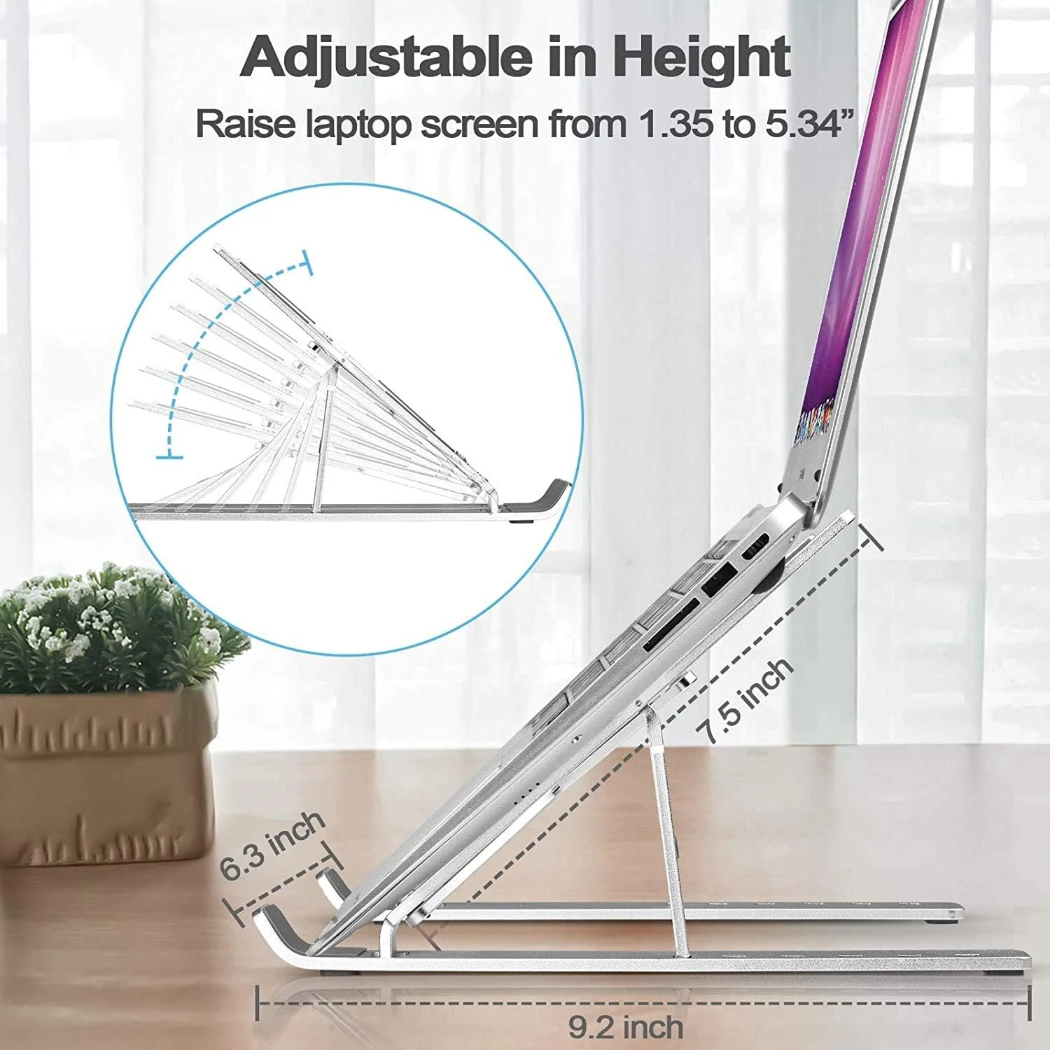 پایه نگهدارنده لپ‌تاپ قابل حمل، ارگونومیک و قابل تنظیم توشیونیکس، رومیزی تهویه دار (سفید)