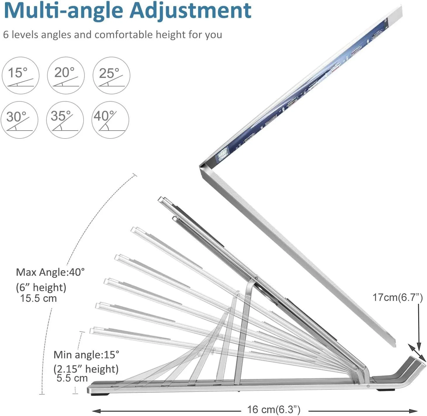 پایه نگهدارنده لپ‌تاپ آلیاژ آلومینیوم با قابلیت تنظیم شش سرعته