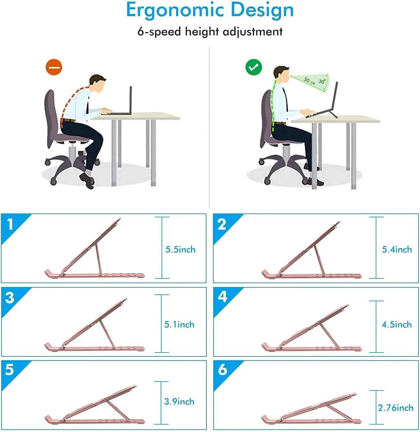 پایه نگهدارنده لپ‌تاپ قابل حمل، ارگونومیک و قابل تنظیم توشیونیکس، رومیزی تهویه دار (سفید)