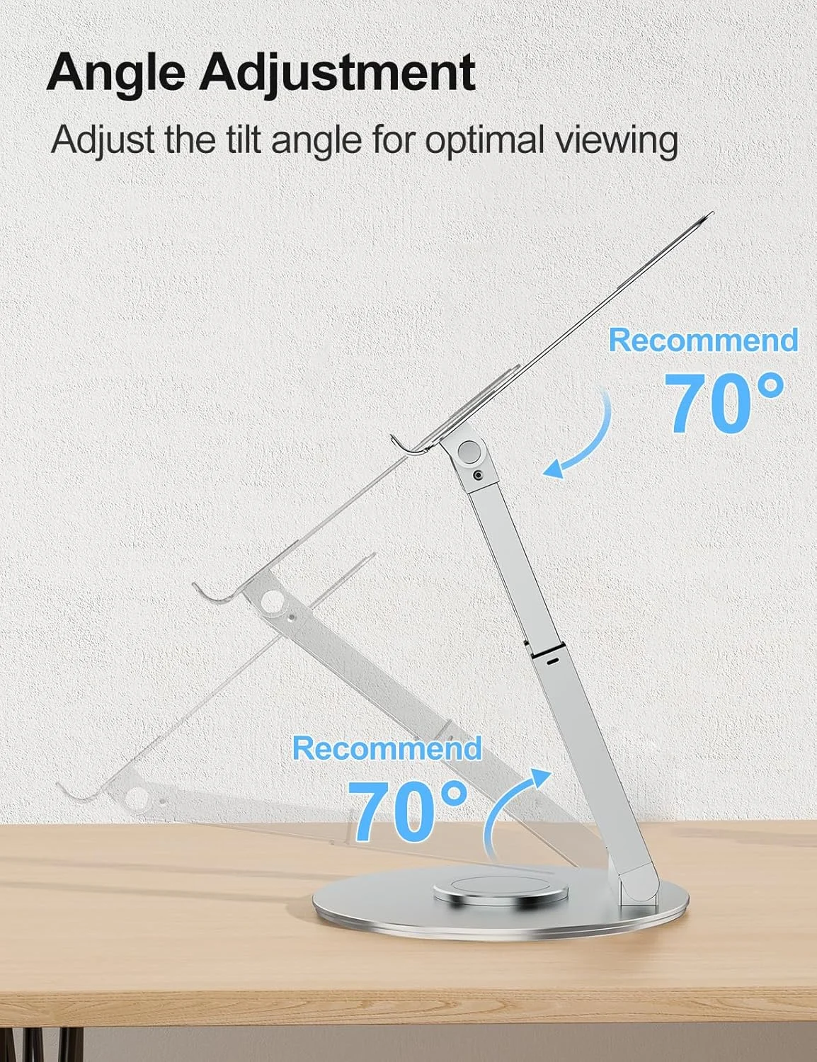 پایه نگهدارنده لپ‌تاپ تلسکوپی Tounee برای میز با پایه چرخان 360 درجه، قابلیت تنظیم ارتفاع، نگهدارنده قابل حمل برای وضعیت بدنی مناسب، سازگار با مک‌بوک پرو، تمام لپ‌تاپ‌های 10-17 اینچی (نقره‌ای)