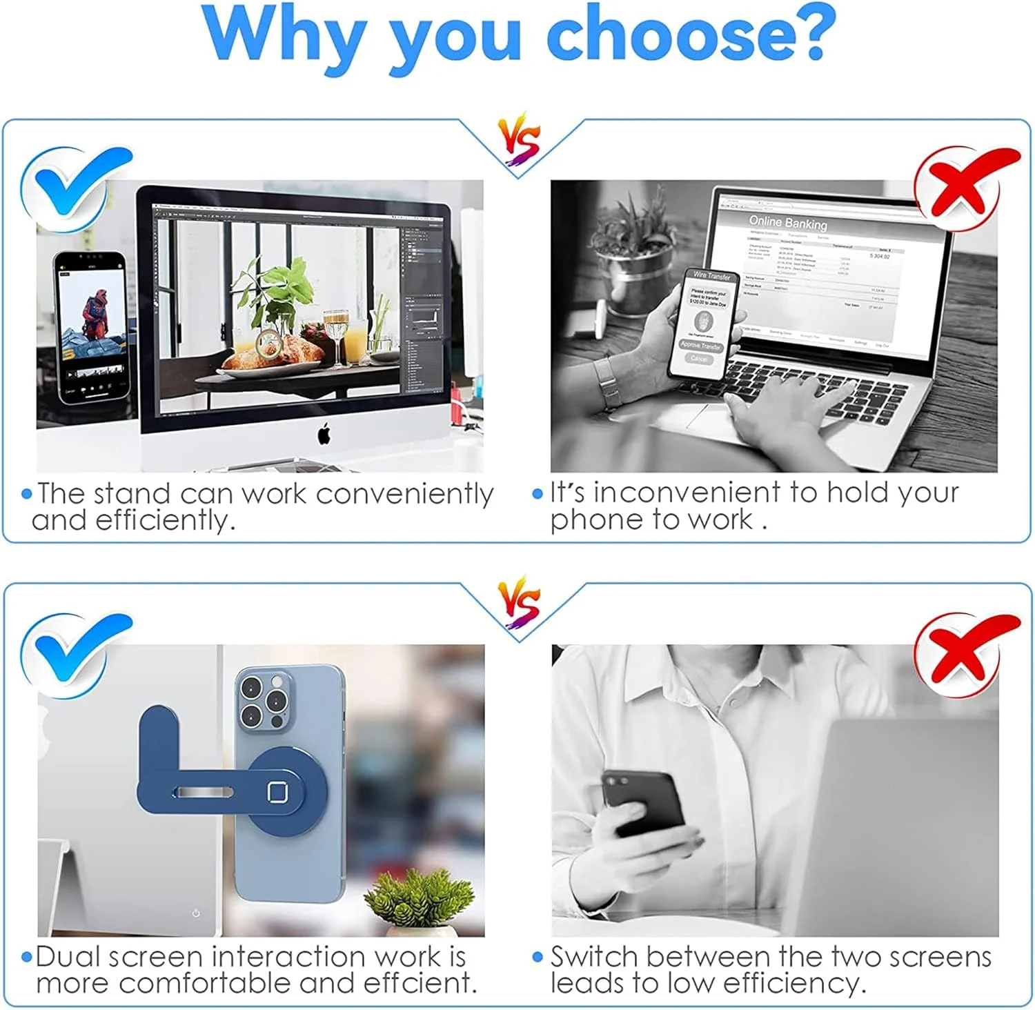 نگهدارنده مغناطیسی گوشی Sulfar برای لپ تاپ | پایه جانبی قابل تنظیم مانیتور برای آیفون 14/13/12 پرو مکس/12 پرو/12/12 مینی | براکت تاشو باریک | آبی سرمه ای