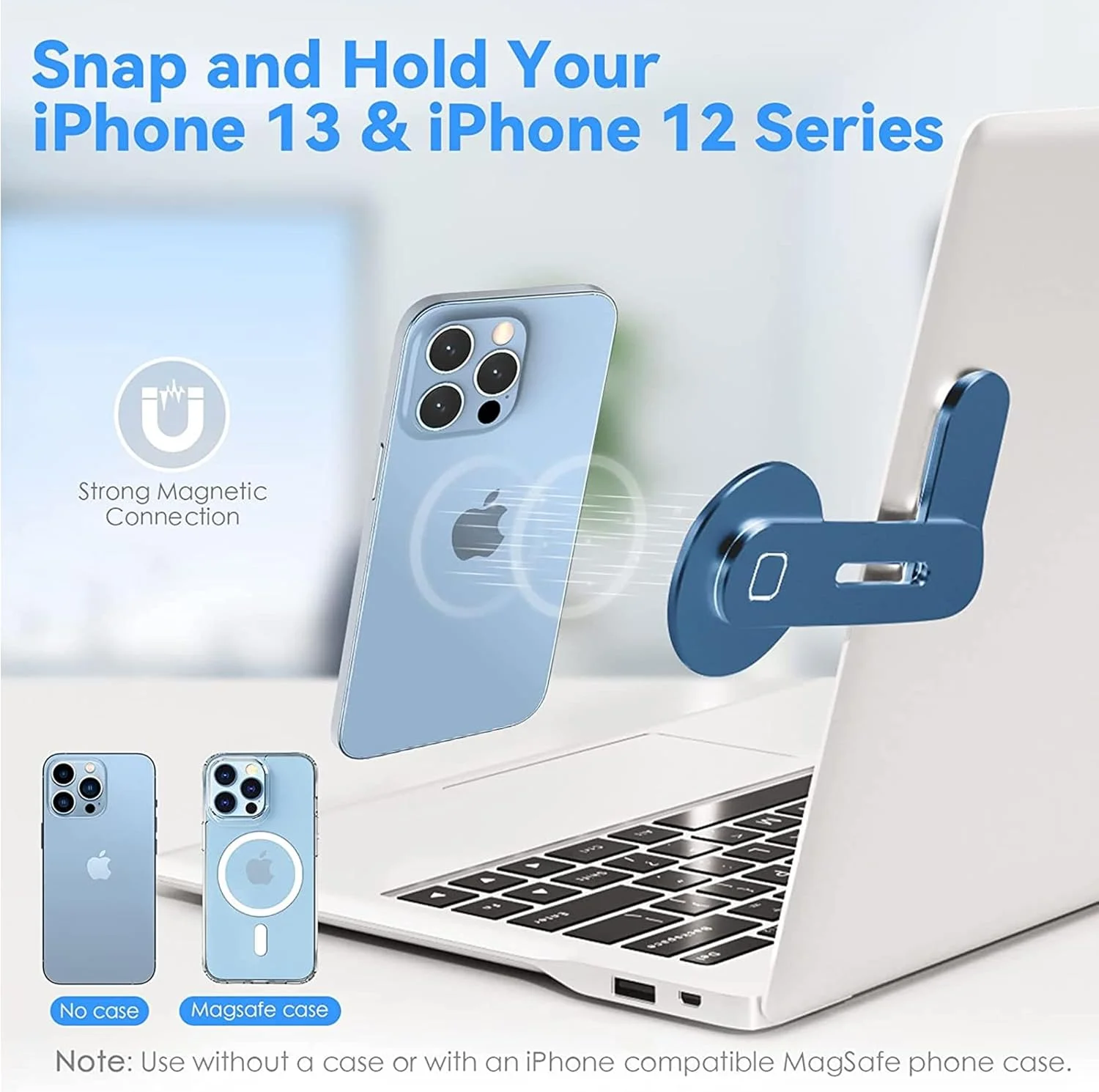 نگهدارنده مغناطیسی گوشی Sulfar برای لپ تاپ | پایه جانبی قابل تنظیم مانیتور برای آیفون 14/13/12 پرو مکس/12 پرو/12/12 مینی | براکت تاشو باریک | آبی سرمه ای