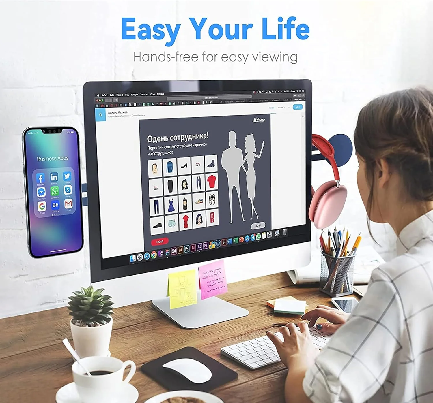 نگهدارنده مغناطیسی گوشی Sulfar برای لپ تاپ | پایه جانبی قابل تنظیم مانیتور برای آیفون 14/13/12 پرو مکس/12 پرو/12/12 مینی | براکت تاشو باریک | آبی سرمه ای