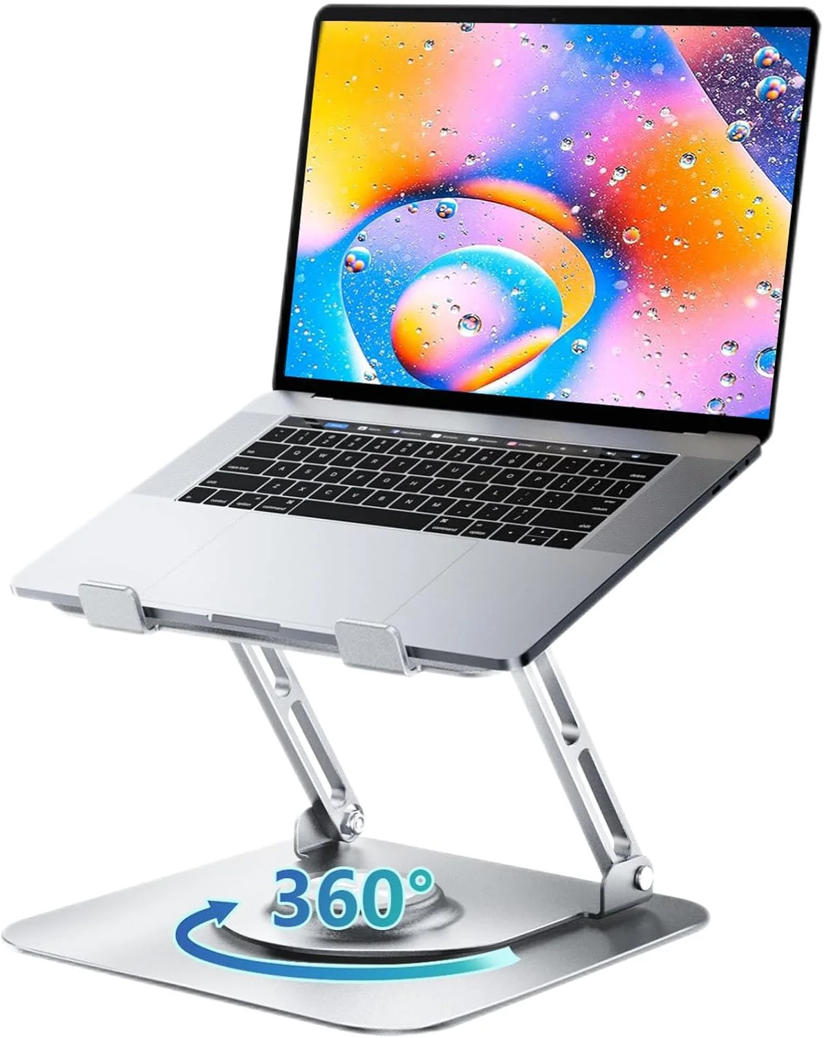 پایه لپ تاپ با پایه چرخان 360 درجه، ارتفاع قابل تنظیم چند زاویه، پایه ارگونومیک لپ تاپ برای کار گروهی، پایه لپ تاپ تاشو و قابل حمل، مناسب برای همه لپ تاپ های 10-17 اینچی (خاکستری)