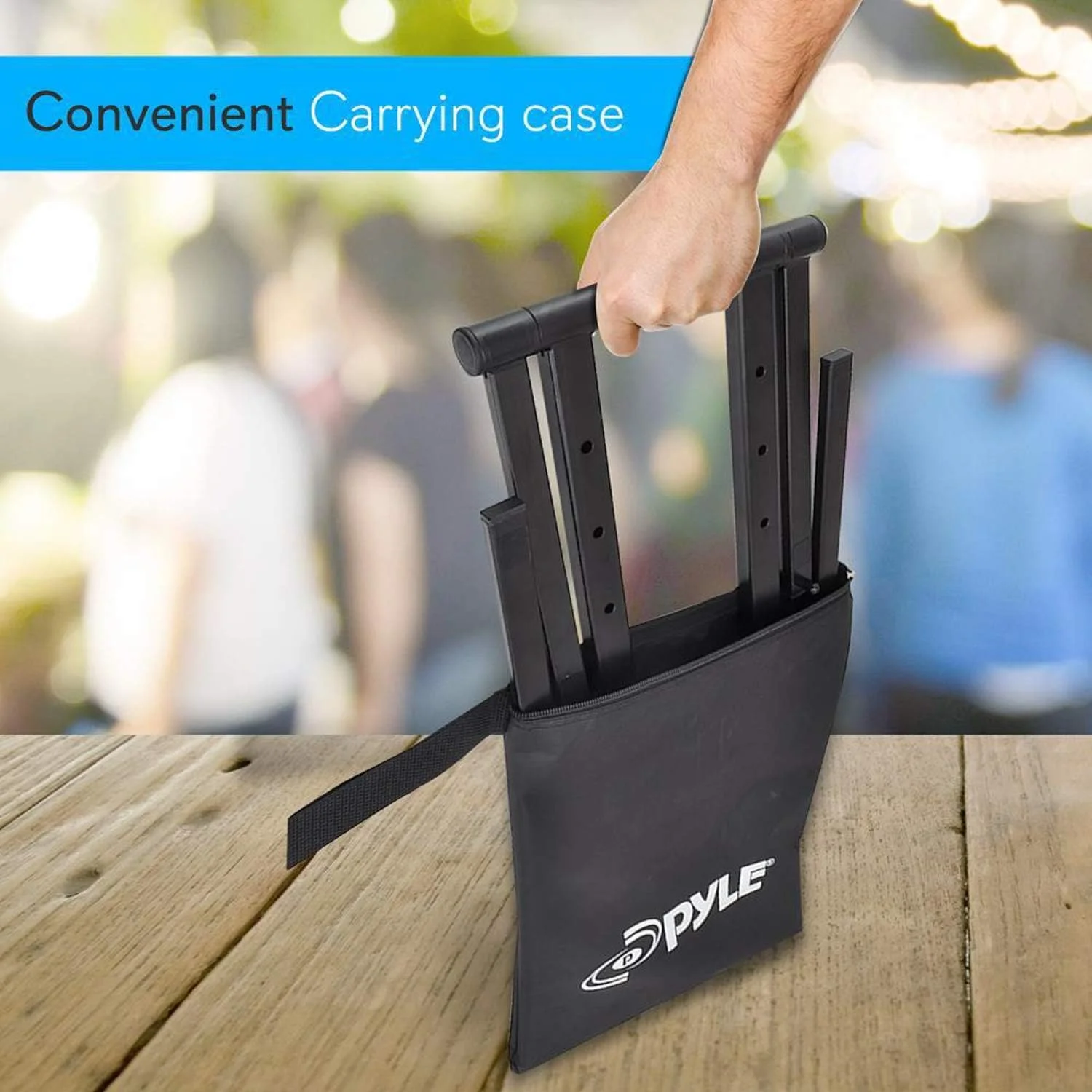 پایه تاشو قابل حمل لپ تاپ پایل - میز ایستاده با ارتفاع تاشو و سینی لوازم جانبی ثانویه برای آیپد، تبلت، میکسر دی جی، ایستگاه کاری، بازی و استفاده خانگی به همراه کیف - PLPTS35، سایز واحد