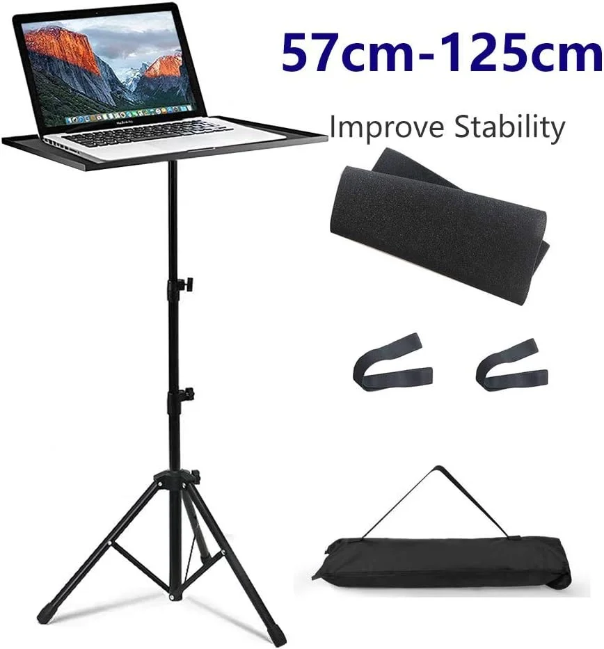 پایه سه پایه پروژکتور، پایه سه پایه لپ تاپ جهانی، پایه تجهیزات دی جی قابل حمل، پایه سه پایه تاشو، پایه میز کامپیوتر فضای باز برای استیج یا استودیو، ارتفاع قابل تنظیم 57 تا 125 سانتی متر
