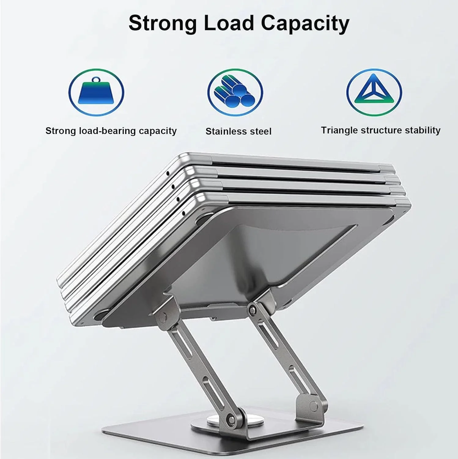 پایه لپ تاپ با پایه چرخان 360 درجه، ارتفاع قابل تنظیم چند زاویه، پایه ارگونومیک لپ تاپ برای کار گروهی، پایه لپ تاپ تاشو و قابل حمل، مناسب برای همه لپ تاپ های 10-17 اینچی (خاکستری)