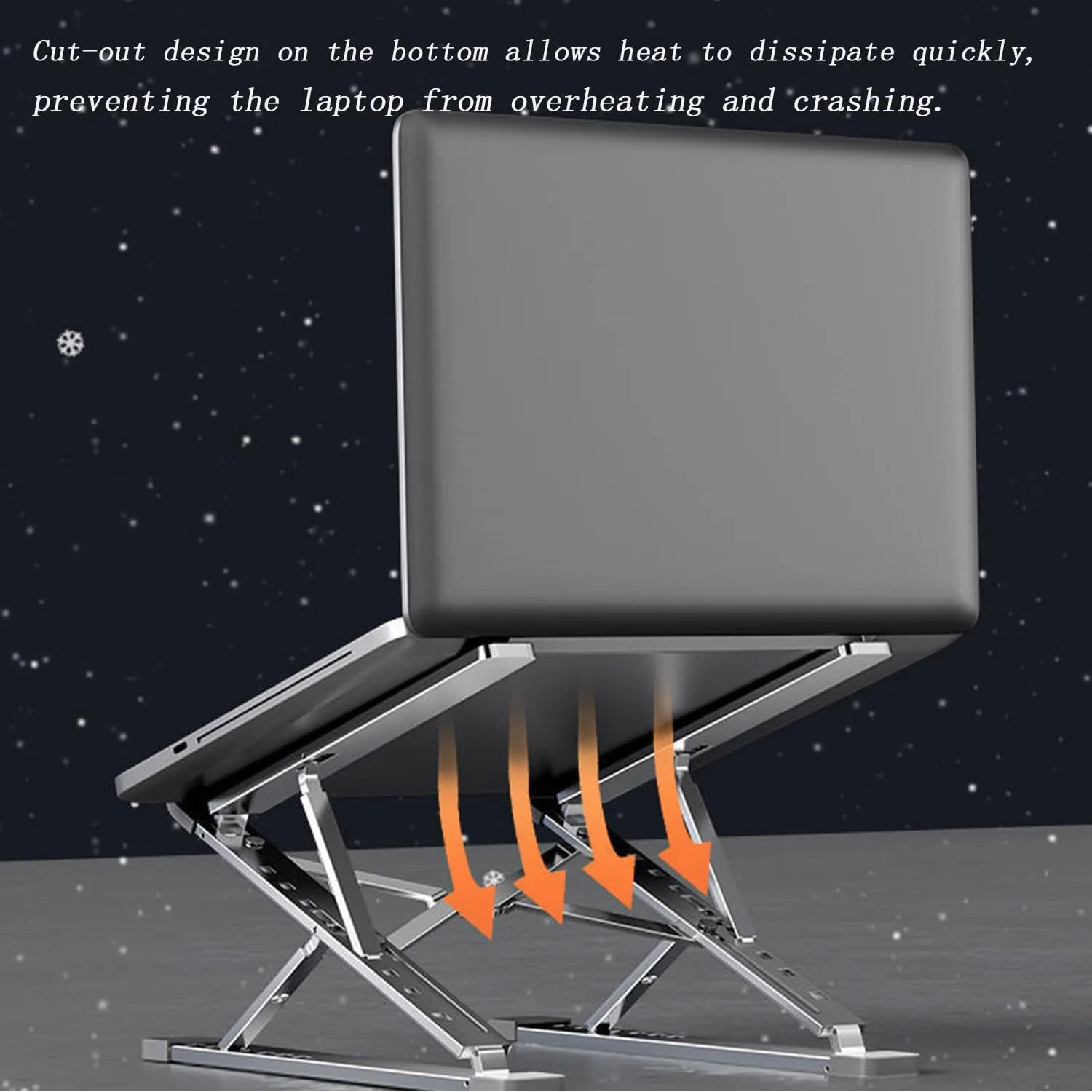 پایه لپ تاپ قابل تنظیم QUEENADA برای میز - نگهدارنده آلومینیومی لپ تاپ، 6 حالت تنظیم ارتفاع، افزایش تهویه لپ تاپ، طراحی ارگونومیک، پایه لپ تاپ تاشو، سازگاری جهانی (خاکستری)
