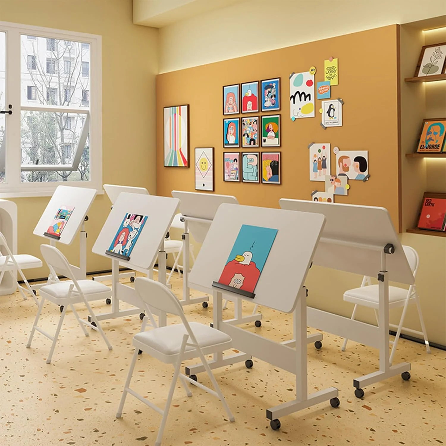 میز ایستاده موبایل، میز لپ‌تاپ کنار تختی با قابلیت تنظیم ارتفاع، میز جانبی چند منظوره تاشو، میز کامپیوتر با 4 چرخ برای اتاق خواب، اتاق نشیمن، دفتر کار، بیمارستان، استودیو (سفید 50x80 سانتی متر)