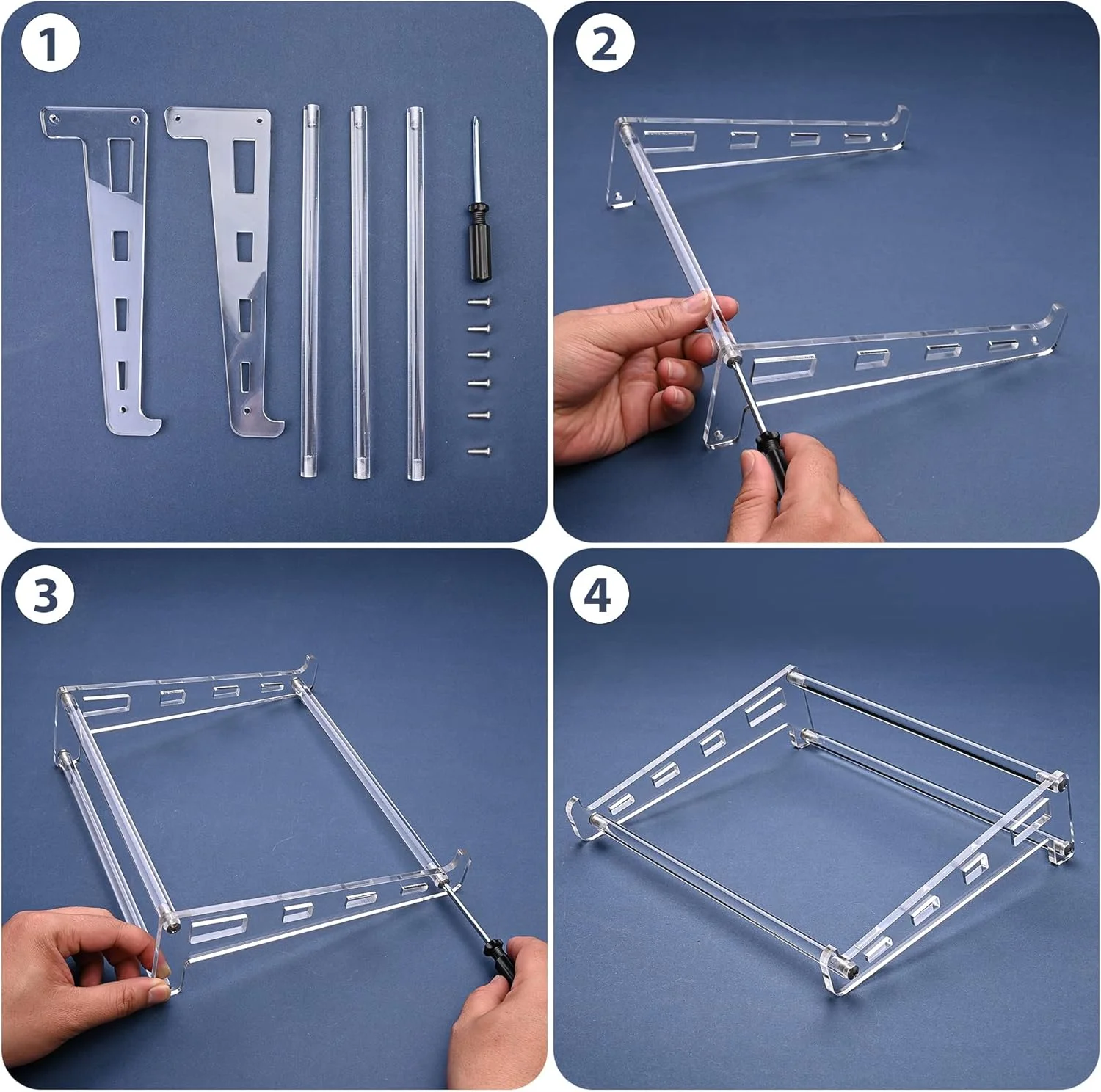 پایه لپ تاپ اکریلیک برای میز، نگهدارنده شفاف و تهویه دار کامپیوتر برای میز، پایه ارگونومیک و محکم لپ تاپ اکریلیک سازگار با MacBook Air Pro Dell Lenovo Thinkpad ASUS 9-16 اینچ