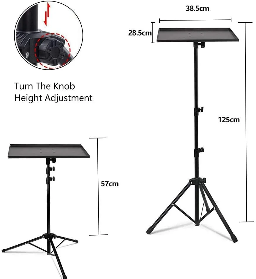 پایه سه پایه پروژکتور، پایه سه پایه لپ تاپ جهانی، پایه تجهیزات دی جی قابل حمل، پایه سه پایه تاشو، پایه میز کامپیوتر فضای باز برای استیج یا استودیو، ارتفاع قابل تنظیم 57 تا 125 سانتی متر