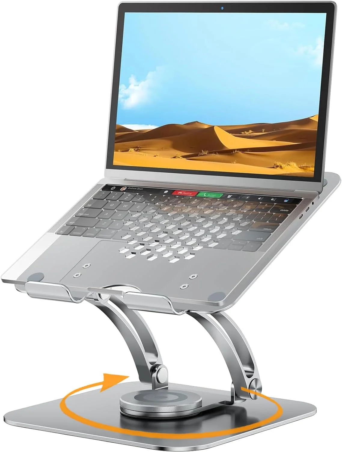 پایه لپ تاپ Proffisy برای میز، نگهدارنده لپ تاپ قابل تنظیم با پایه چرخان 360 درجه، پایه لپ تاپ آلومینیومی ارتقا یافته ارگونومیک سازگار با مک بوک، لپ تاپ های 10 تا 17 اینچی
