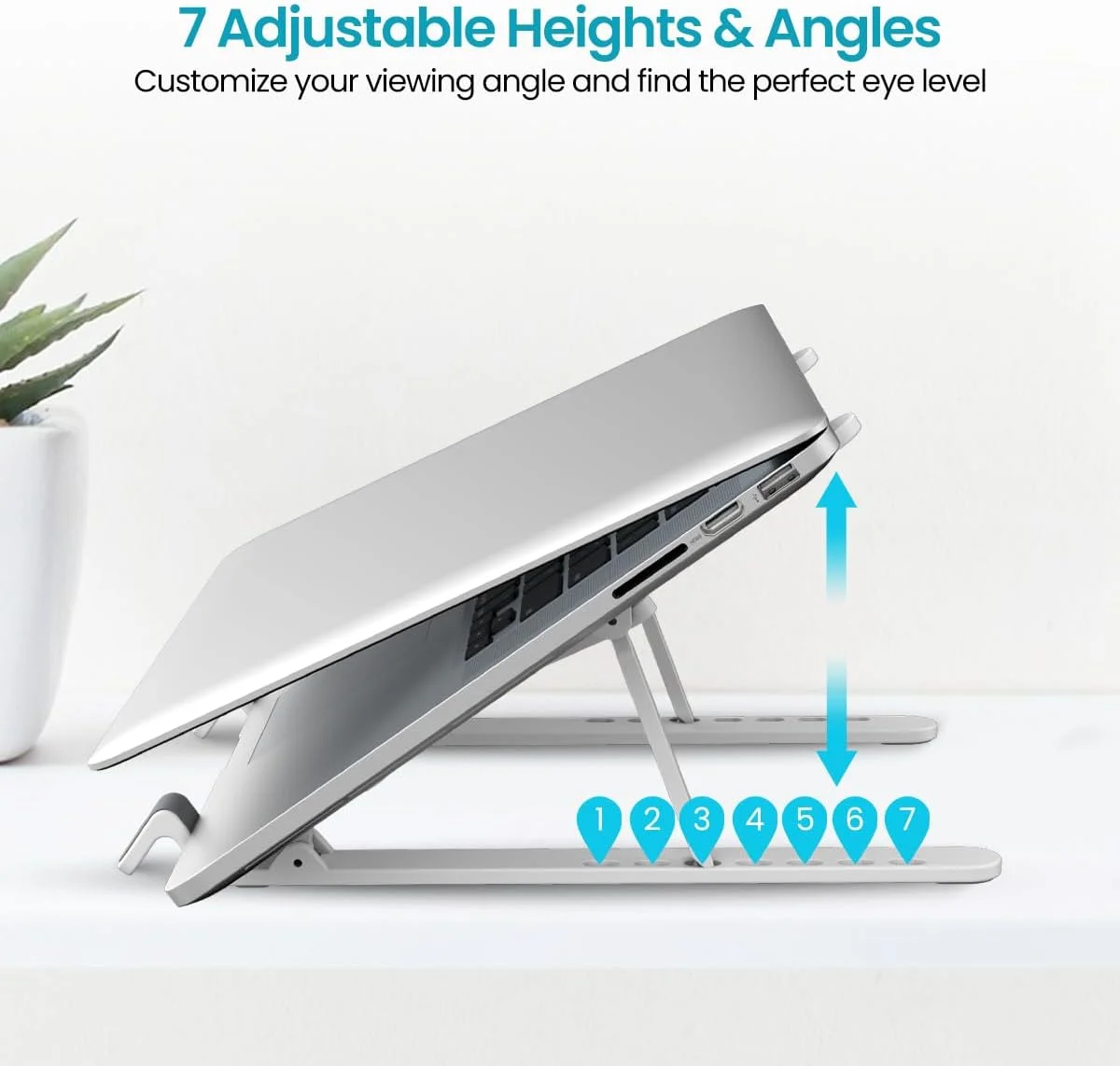 پایه تاشو لپ‌تاپ پورتronics مدل My Buddy K Lite با ارتفاع قابل تنظیم، پدهای سیلیکونی ضد لغزش، طراحی تاشو، حداکثر وزن 5 کیلوگرم، ساختار ABS، نگهدارنده قابل حمل و سبک (سفید)