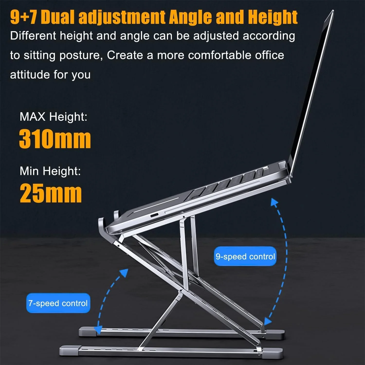 پایه لپ تاپ قابل حمل برای میز، پایه تاشو لپ تاپ Yakiter، نگهدارنده کامپیوتر با ارتفاع قابل تنظیم برای لپ تاپ، پایه لپ تاپ MacBook مناسب برای لپ تاپ ها و تبلت های 10-17 اینچی