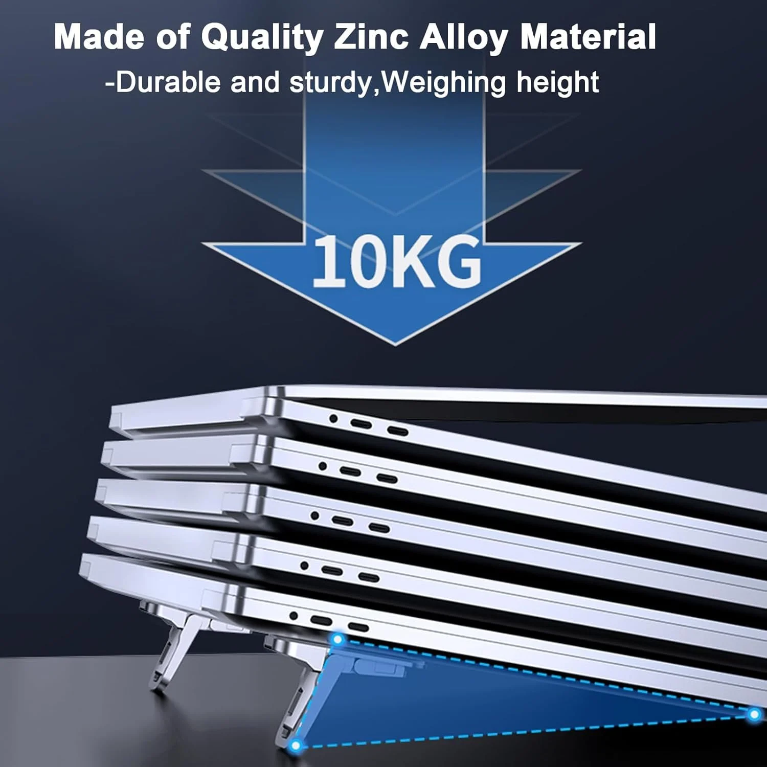 پایه نگهدارنده لپ تاپ کوچک قابل حمل برای میز کامپیوتر و کیبورد - پایه بالابر کیبورد آلیاژ روی با 2 زاویه قابل تنظیم، تاشو و نامرئی برای مک بوک، دل، اچ پی، لنوو و غیره، مشکی