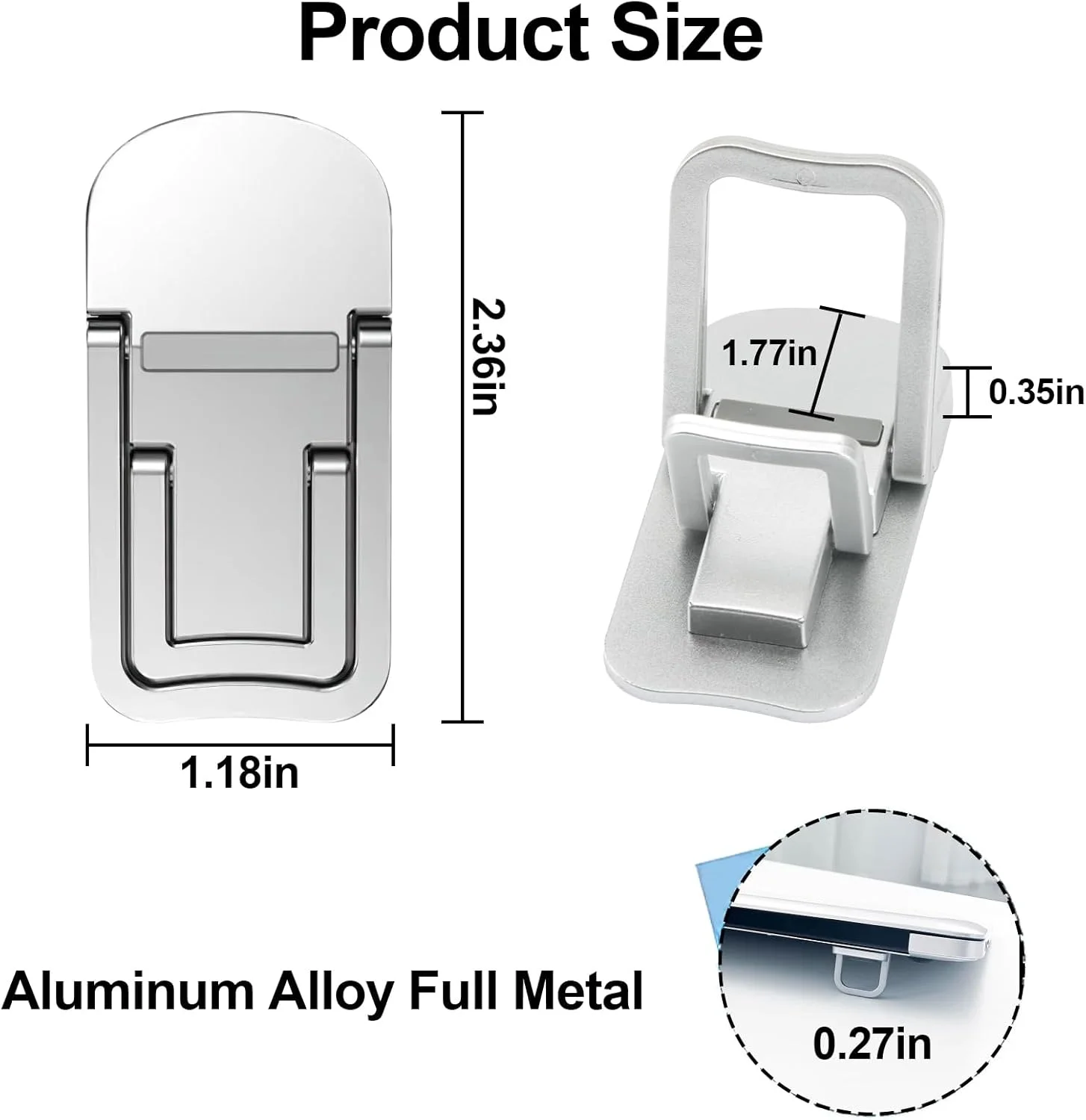 پایه لپ تاپ قابل حمل، پایه لپ تاپ کوچک، تاشو و سبک وزن با طراحی ارگونومیک و خنک کننده، مناسب برای کیبورد و لپ تاپ های 10-17.3 اینچی، نقره ای