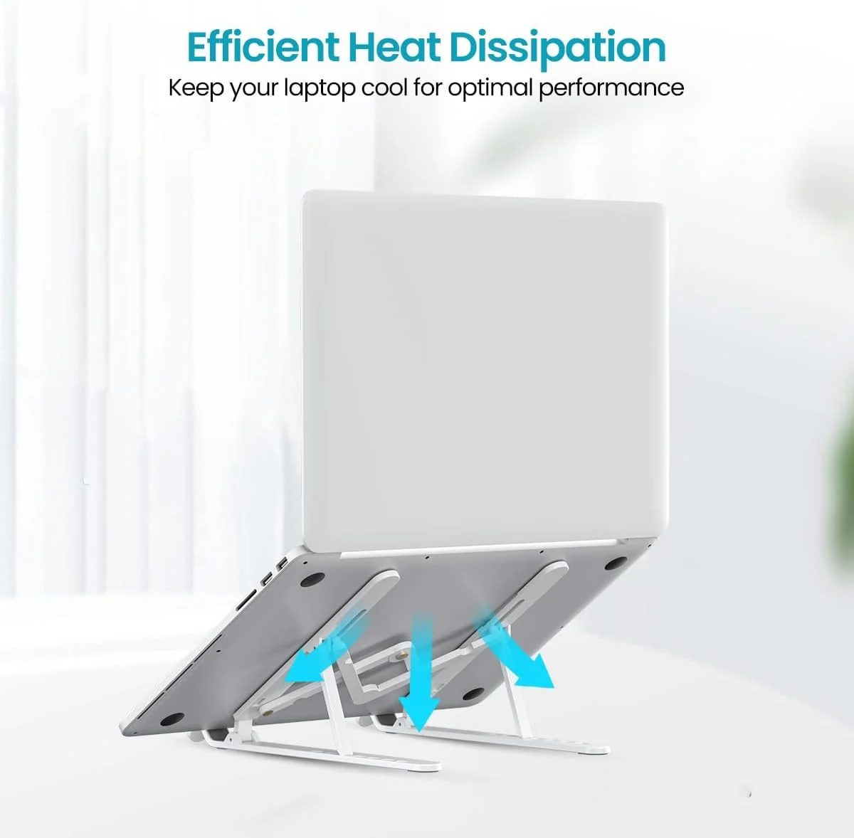 پایه تاشو لپ‌تاپ پورتronics مدل My Buddy K Lite با ارتفاع قابل تنظیم، پدهای سیلیکونی ضد لغزش، طراحی تاشو، حداکثر وزن 5 کیلوگرم، ساختار ABS، نگهدارنده قابل حمل و سبک (سفید)