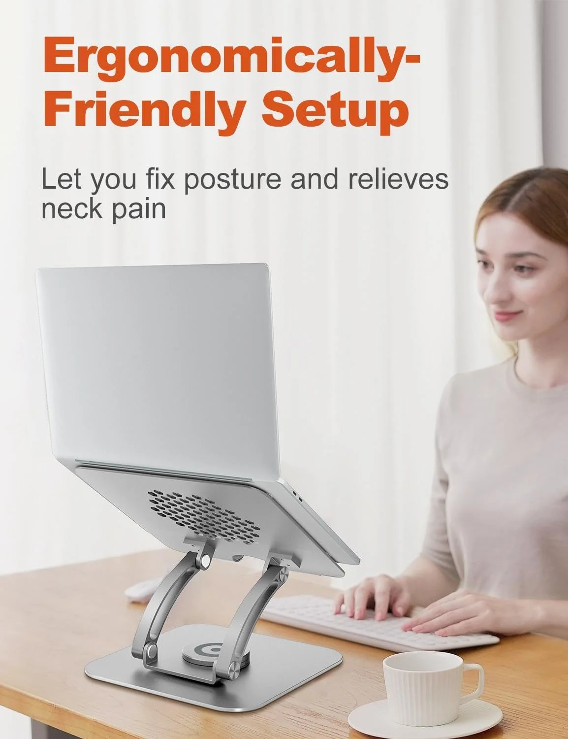 پایه لپ تاپ Proffisy برای میز، نگهدارنده لپ تاپ قابل تنظیم با پایه چرخان 360 درجه، پایه لپ تاپ آلومینیومی ارتقا یافته ارگونومیک سازگار با مک بوک، لپ تاپ های 10 تا 17 اینچی