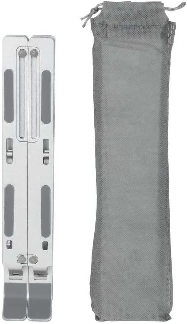 پایه لپ تاپ آلومینیومی قابل حمل برای میز - نگهدارنده رومیزی تاشو با قابلیت تنظیم ارتفاع - سازگار با مک بوک، کروم بوک و میت بوک