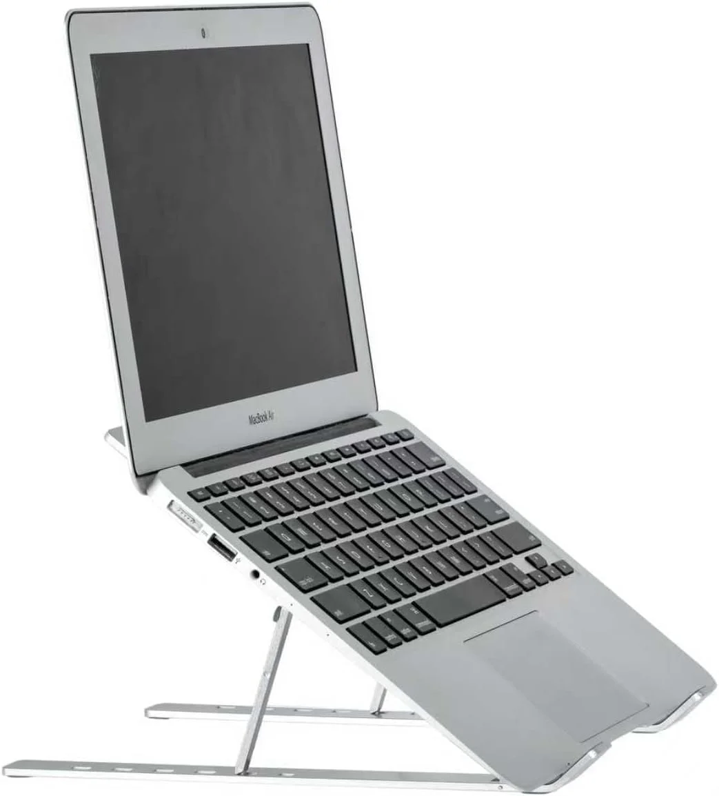 پایه لپ تاپ آلومینیومی قابل حمل برای میز - نگهدارنده رومیزی تاشو با قابلیت تنظیم ارتفاع - سازگار با مک بوک، کروم بوک و میت بوک