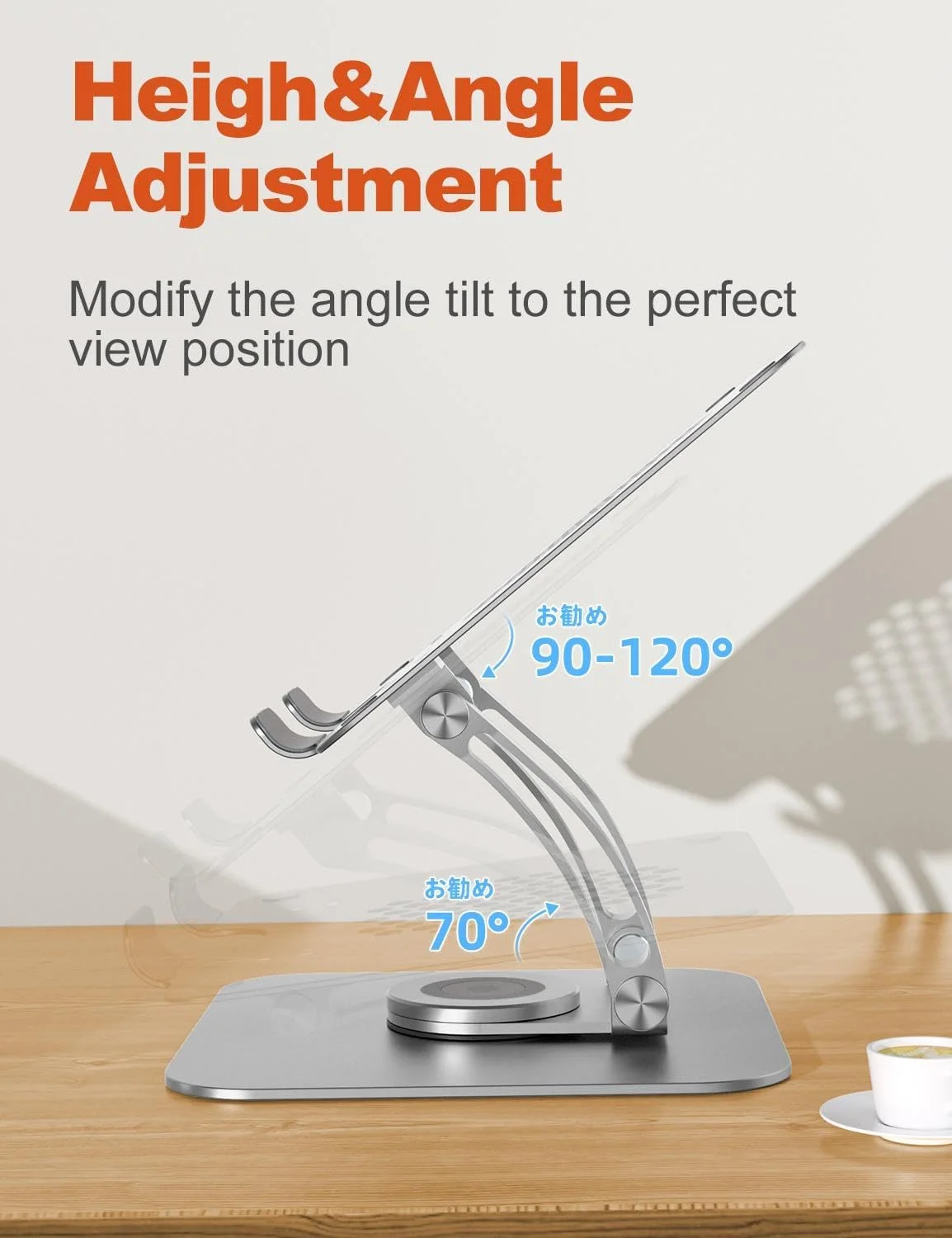 پایه لپ تاپ Proffisy برای میز، نگهدارنده لپ تاپ قابل تنظیم با پایه چرخان 360 درجه، پایه لپ تاپ آلومینیومی ارتقا یافته ارگونومیک سازگار با مک بوک، لپ تاپ های 10 تا 17 اینچی