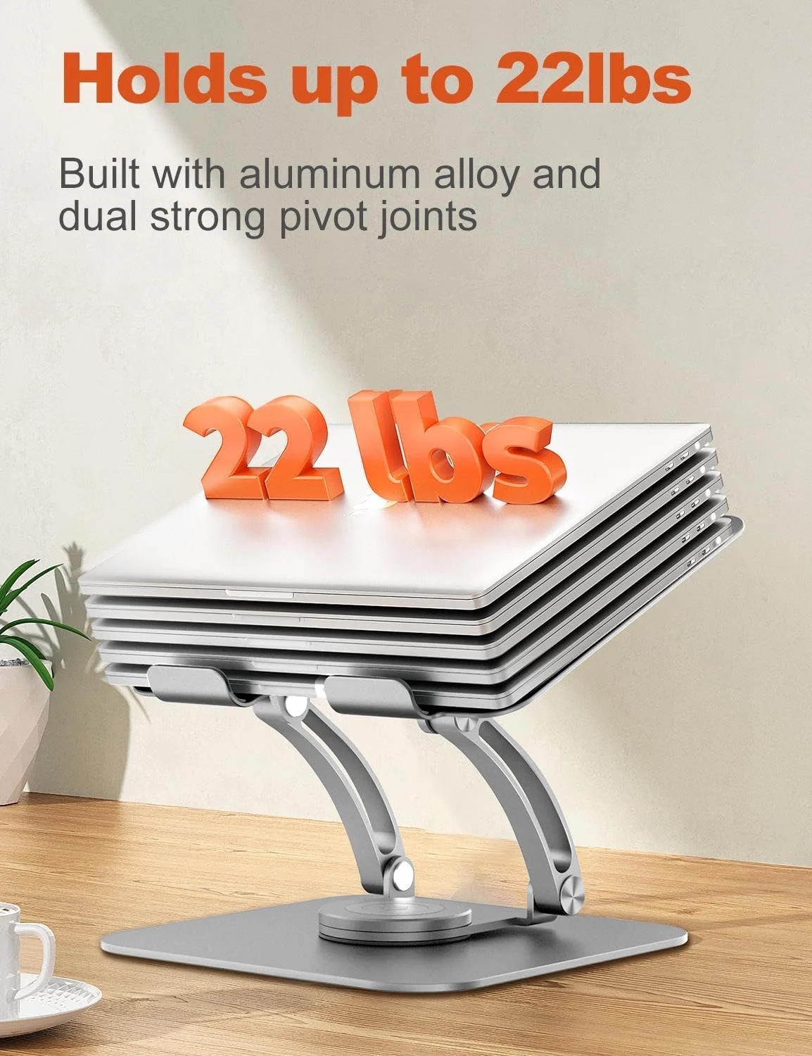 پایه لپ تاپ Proffisy برای میز، نگهدارنده لپ تاپ قابل تنظیم با پایه چرخان 360 درجه، پایه لپ تاپ آلومینیومی ارتقا یافته ارگونومیک سازگار با مک بوک، لپ تاپ های 10 تا 17 اینچی