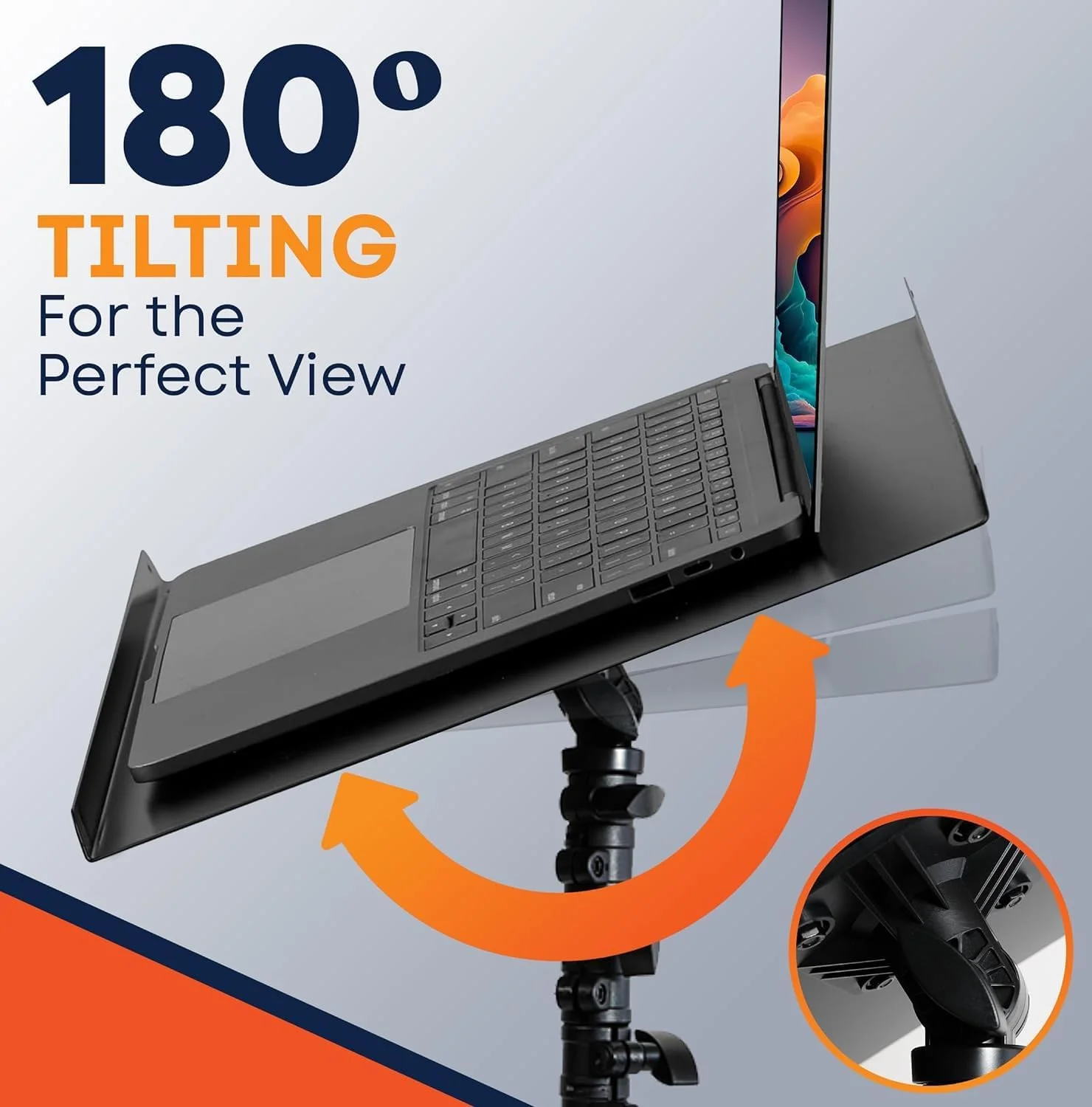 پایه پروژکتور چرخ دار با 2 قفسه، پایه سه پایه لپ تاپ با قابلیت تنظیم ارتفاع به همراه نگهدارنده تلفن گردن غازی، پایه زمینی لپ تاپ برای دفتر، خانه، استیج، استودیو، پایه نگهدارنده DJ