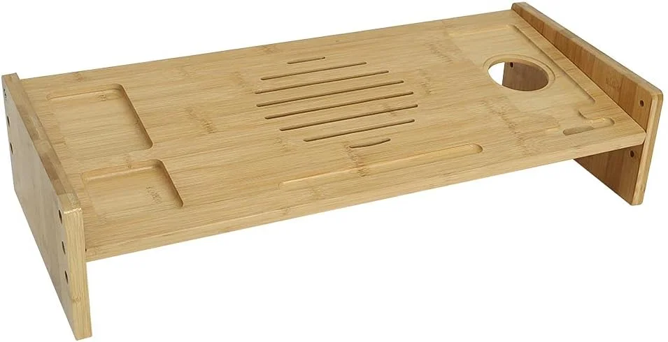 پایه لپ تاپ قابل حمل YAHOME، میز بامبو قابل تنظیم با جایگاه تلفن همراه، پایه لوازم جانبی کامپیوتر اداری پایه لپ تاپ قابل حمل YAHOME، میز بامبو قابل تنظیم با جایگاه تلفن همراه، پایه لوازم جانبی کامپیوتر اداری