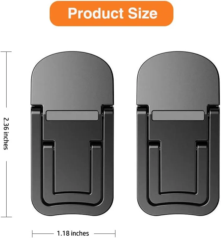پایه لپ‌تاپ تاشو مینی آلیاژ روی، پایه صفحه کلید کامپیوتر قابل حمل با 2 زاویه قابل تنظیم، پایه نامرئی خود چسب برای نوت بوک و بالابر صفحه کلید برای میز (مشکی) - 2 عدد