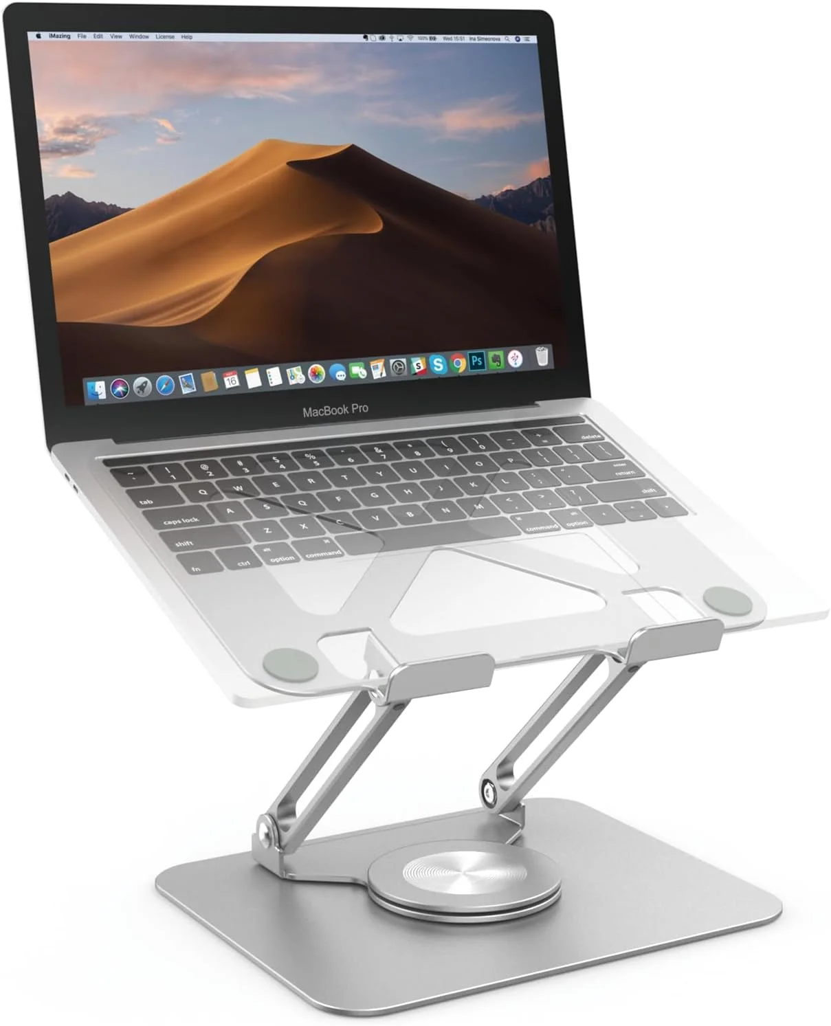 پایه لپ تاپ PHOCAR با قابلیت چرخش 360 درجه، پایه آلومینیومی لپ تاپ برای میز، نگهدارنده لپ تاپ قابل تنظیم و تاشو سازگار با MacBook Air/Pro، DELL، Surface، HP، Acer، ASUS، Lenovo، Victus، تا 16 اینچ