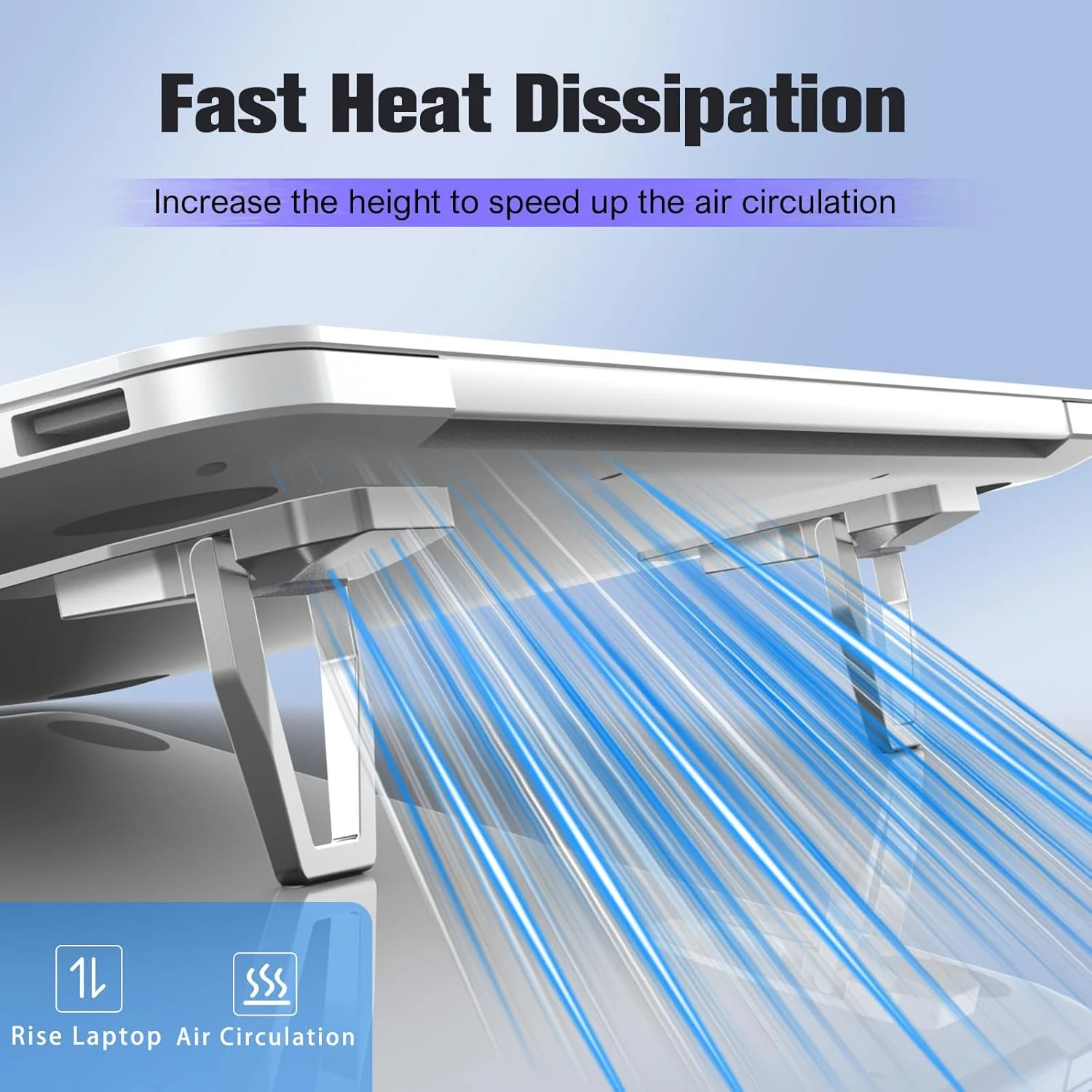 پایه کیبورد کامپیوتر آلیاژ روی تاشو، با قابلیت تنظیم 2 زاویه، پایه لپ تاپ نامرئی خود چسب برای میز، بالابر کیبورد مینی قابل حمل (نقره ای) - 2 عدد