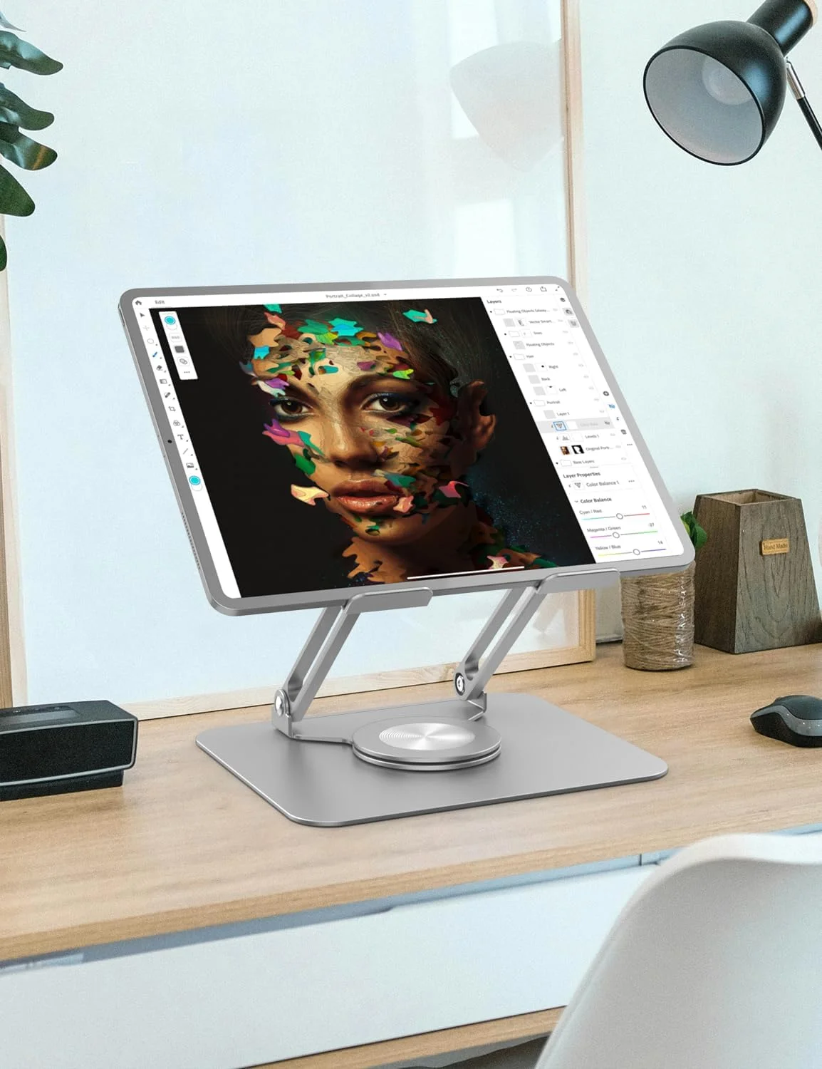 پایه لپ تاپ PHOCAR با قابلیت چرخش 360 درجه، پایه آلومینیومی لپ تاپ برای میز، نگهدارنده لپ تاپ قابل تنظیم و تاشو سازگار با MacBook Air/Pro، DELL، Surface، HP، Acer، ASUS، Lenovo، Victus، تا 16 اینچ