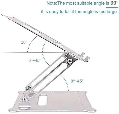 پایه لپ تاپ، نگهدارنده تاشو لپ تاپ با دریچه حرارتی، پایه کامپیوتر آلومینیومی قابل حمل ارگونومیک برای میز، بالابر قابل تنظیم لپ تاپ (پایه Z / مشکی)