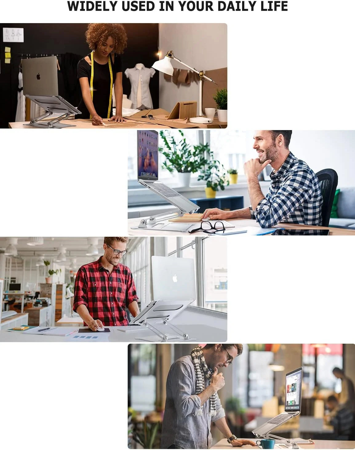 پایه لپ تاپ قابل تنظیم PHOCAR برای میز، پایه ارگونومیک آلومینیومی لپ تاپ برای لپ تاپ های 10-17.3 اینچی، سازگار با MacBook Air/Pro، Dell، HP، Lenovo، Surface، Huawei، Xiaomi