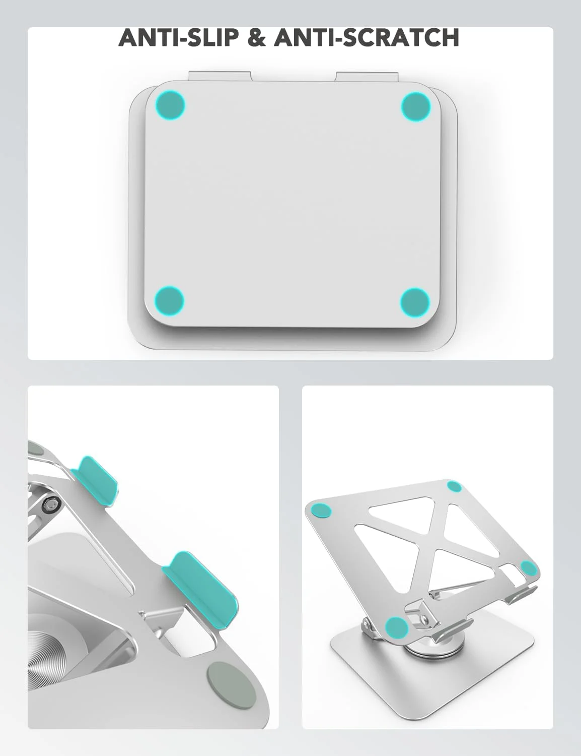 پایه لپ تاپ PHOCAR با قابلیت چرخش 360 درجه، پایه آلومینیومی لپ تاپ برای میز، نگهدارنده لپ تاپ قابل تنظیم و تاشو سازگار با MacBook Air/Pro، DELL، Surface، HP، Acer، ASUS، Lenovo، Victus، تا 16 اینچ