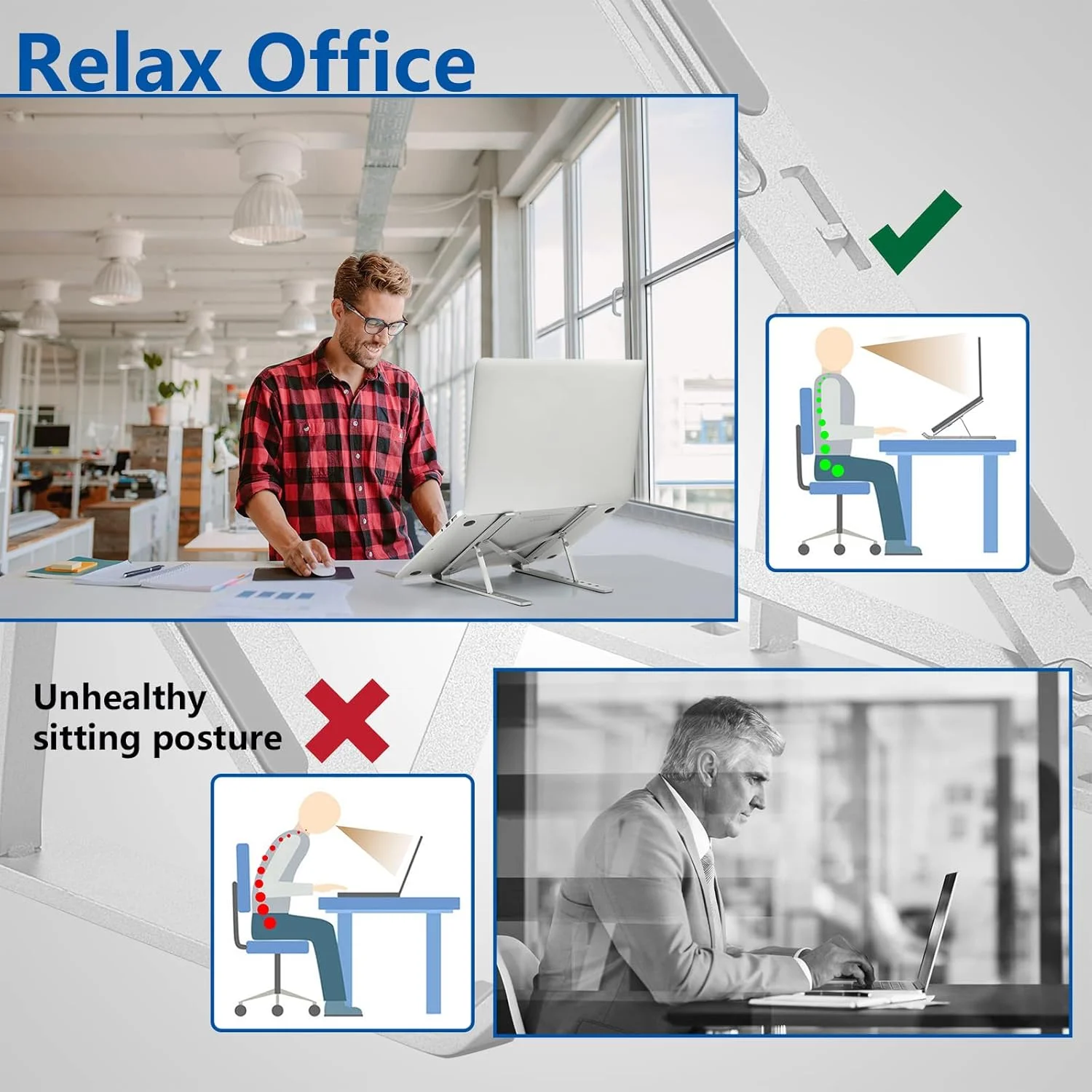 پایه لپ تاپ قابل حمل PHOCAR، آلیاژ آلومینیوم، پایه قابل تنظیم MacBook برای میز، سازگار با لپ تاپ ها و تبلت های 10-16 اینچی، مانند MacBook Air، Pro، iPad Air، Pro، HP، Lenovo ThinkPad، Dell، Acer