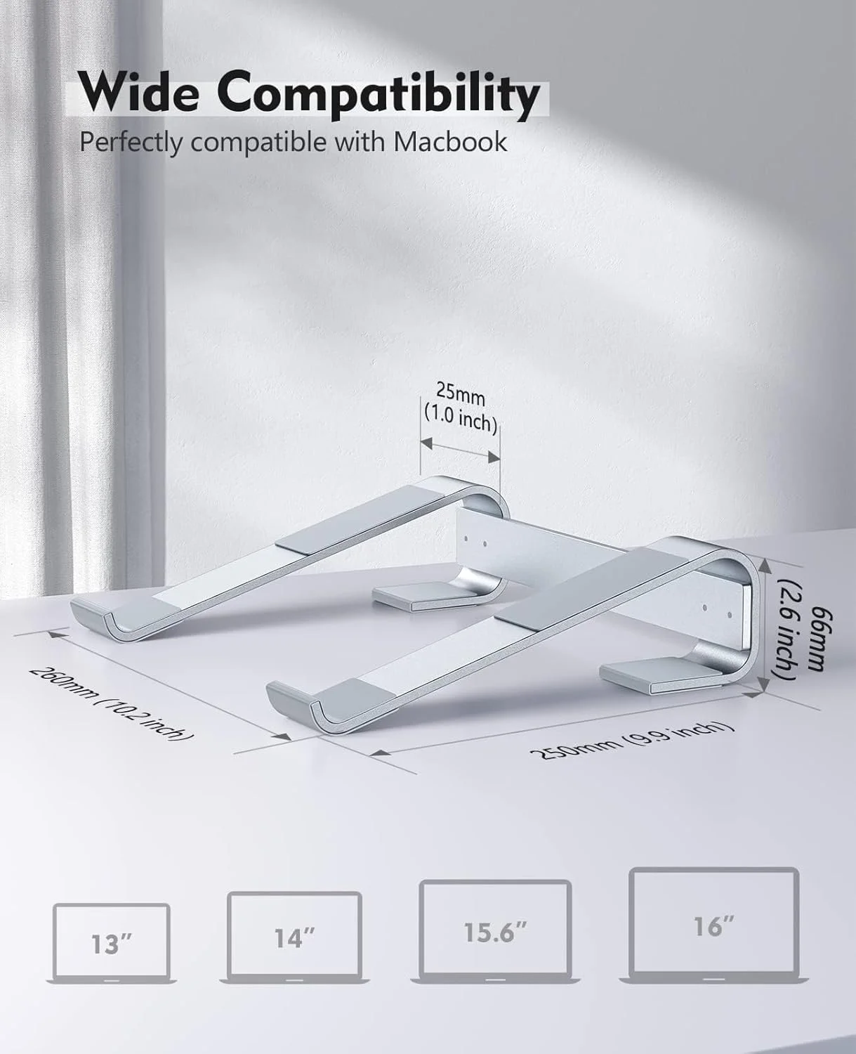 پایه لپ تاپ PINKE برای میز، پایه آلومینیومی کامپیوتر برای خنک کننده، پایه ارگونومیک محکم و پایدار لپ تاپ سازگار برای مک بوک پرو ایر برای دل برای اچ پی برای لنوو نوت بوک 10-16.2 اینچی
