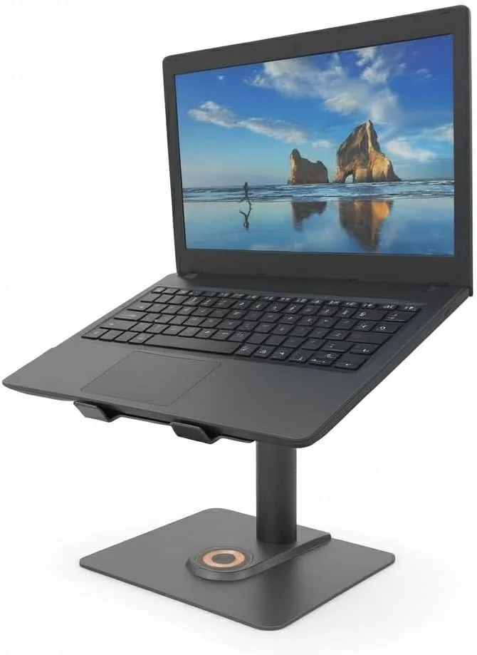 پایه لپ تاپ NOVORA برای میز با شارژر بی سیم 15 واتی - پایه لپ تاپ آلومینیومی ارگونومیک با ارتفاع قابل تنظیم برای مک بوک، آیپد، تبلت ها 11-22 اینچی - تهویه خنک کننده و نصب بدون ابزار