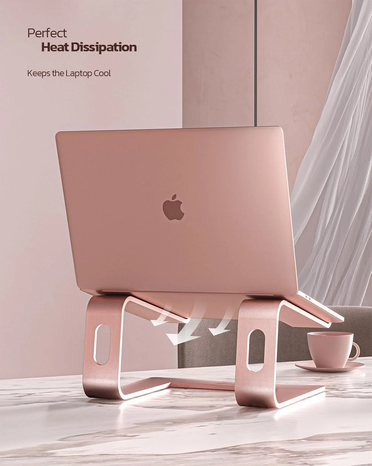 پایه لپ تاپ Nulaxy، پایه ارگونومیک آلومینیومی برای لپ تاپ، پایه جداشدنی نگهدارنده نوت بوک سازگار با MacBook Air Pro، Dell XPS، HP، Lenovo و سایر لپ تاپ های 10-15.6 اینچی (طلایی رز D)