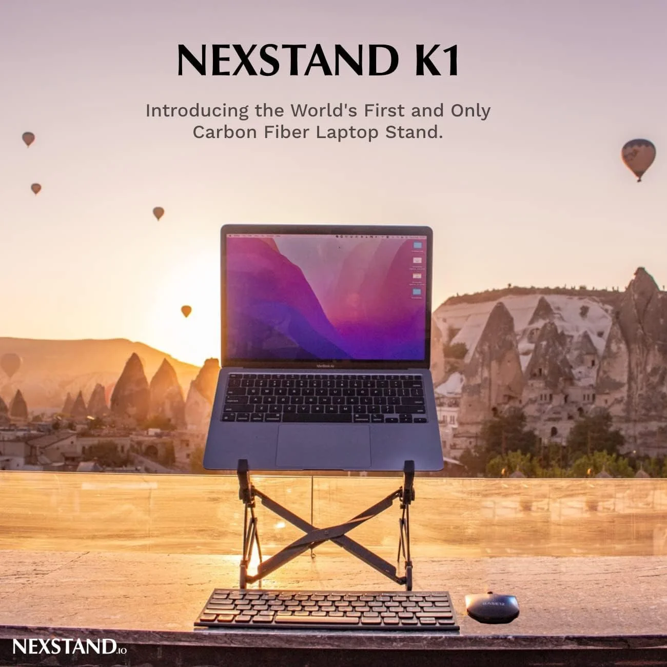 پایه لپ تاپ NEXSTAND K1، نگهدارنده تاشو و قابل حمل فیبر کربنی، دارای ۷ سطح تنظیم ارتفاع، ارگونومیک، مناسب برای میز، مک بوک و نوت بوک