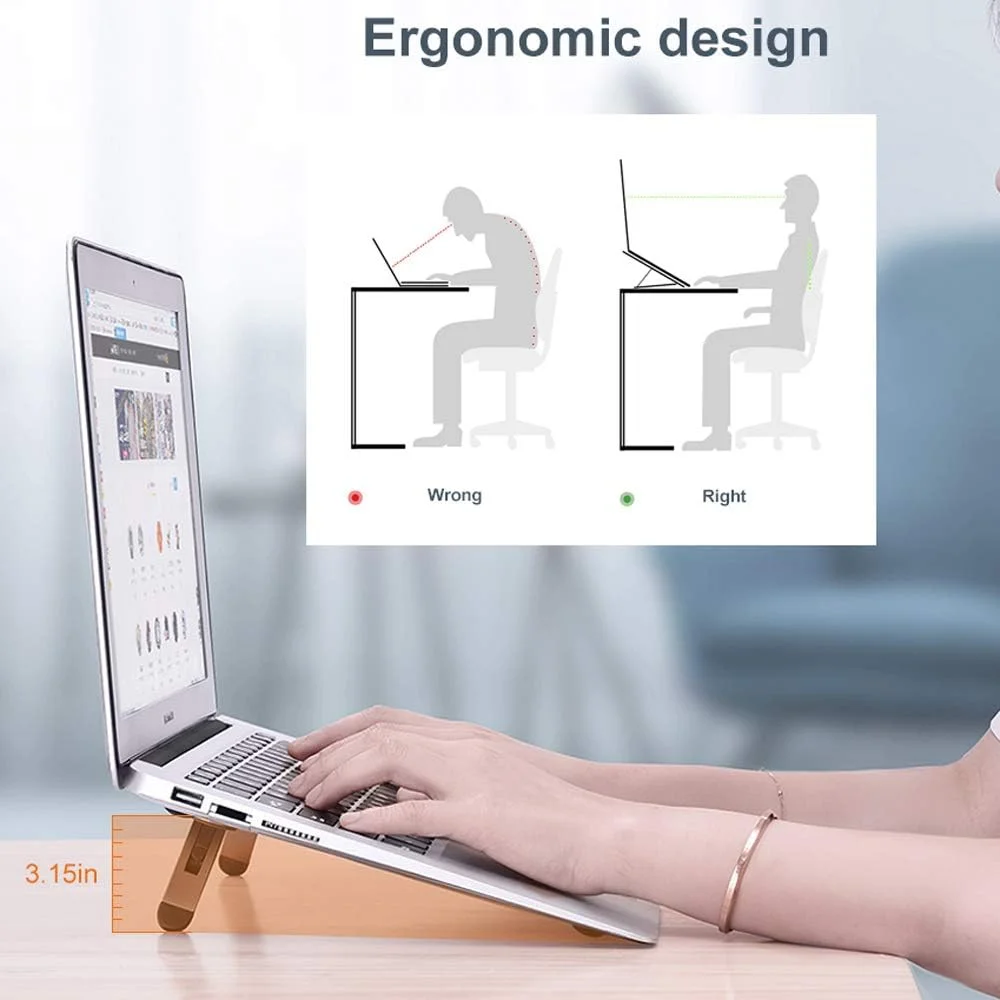پایه لپ تاپ برای میز، پایه خنک کننده لپ تاپ، پایه کیبورد، بالابر ارگونومیک لپ تاپ برای میز، پایه لپ تاپ سازگار با مک بوک ایر پرو، دل، اچ پی، لنوو و سایر لپ تاپ های 10-15.6 اینچی (خاکستری)